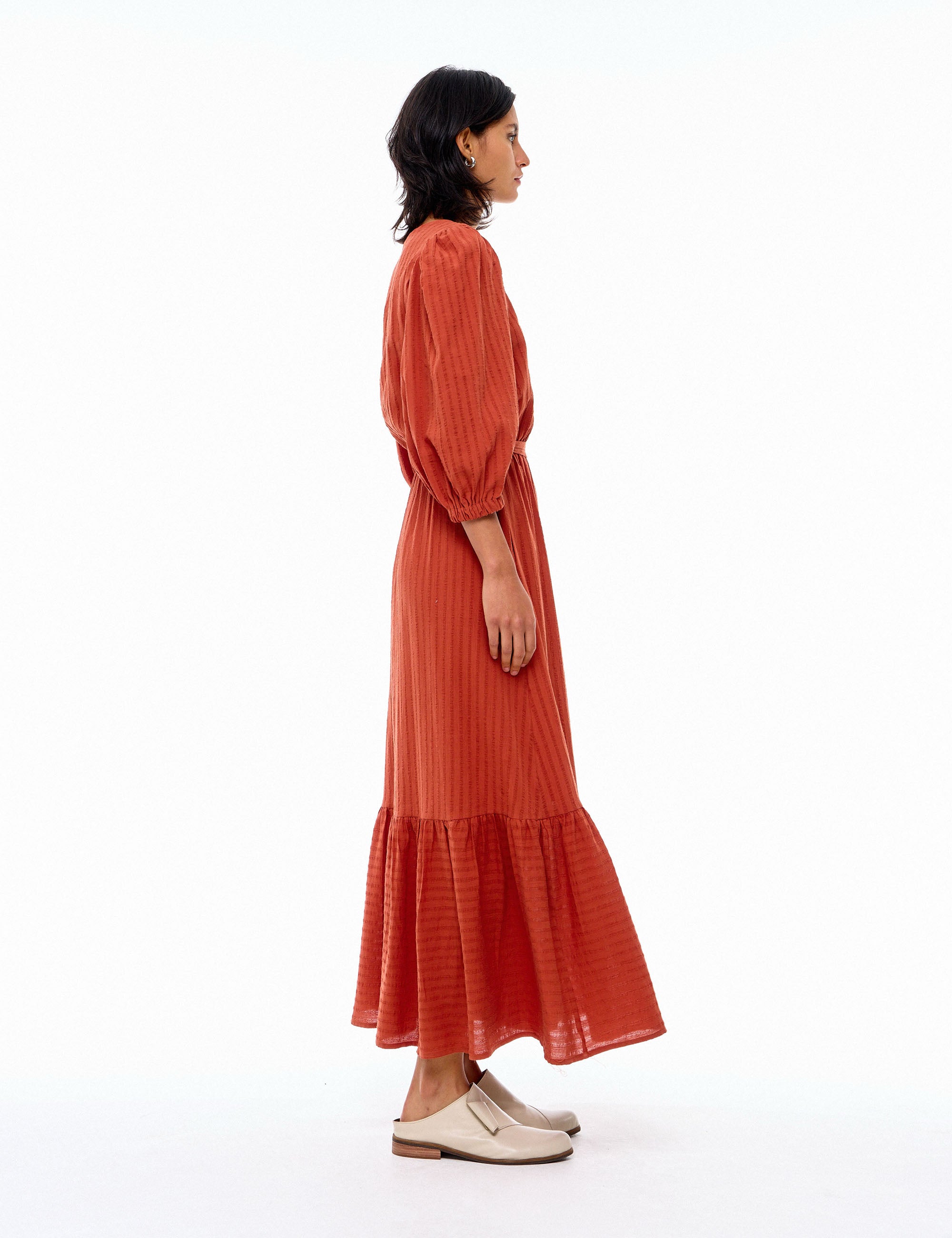 Vestido Romana Crepe Terracota