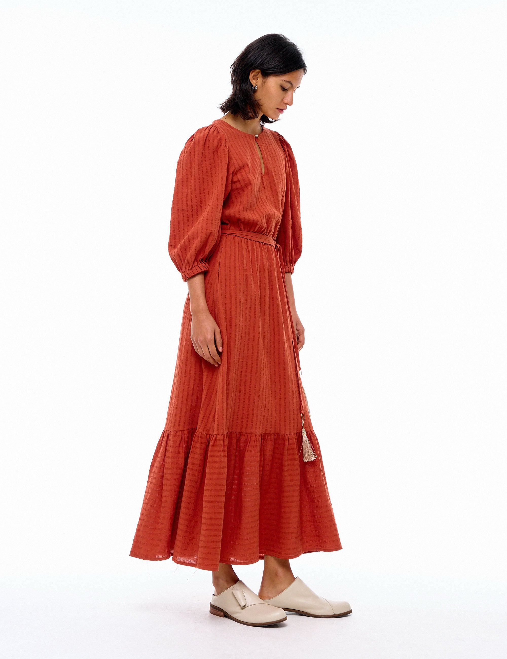 Vestido Romana Crepe Terracota
