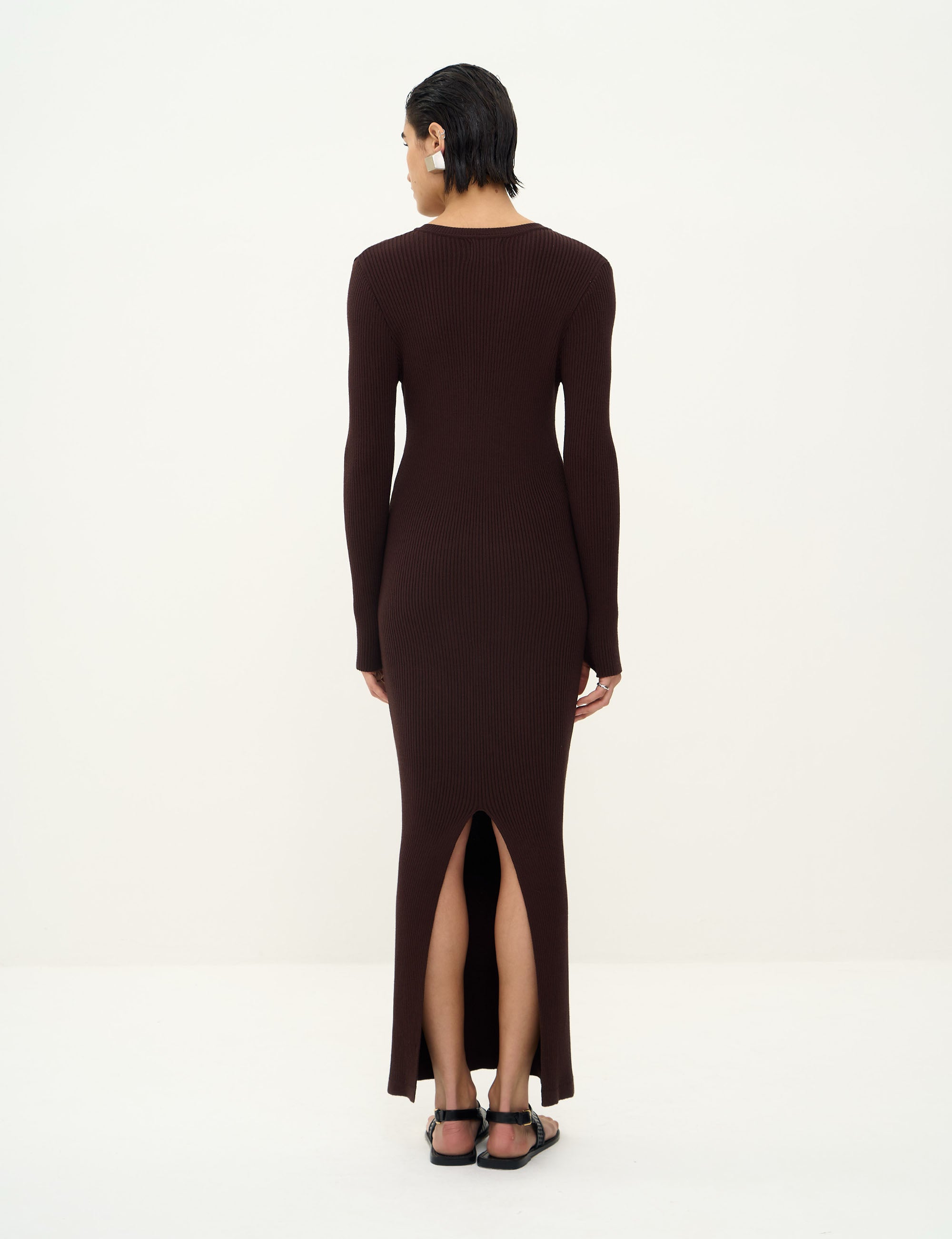 Vestido Yani Tricot Marrom Foca