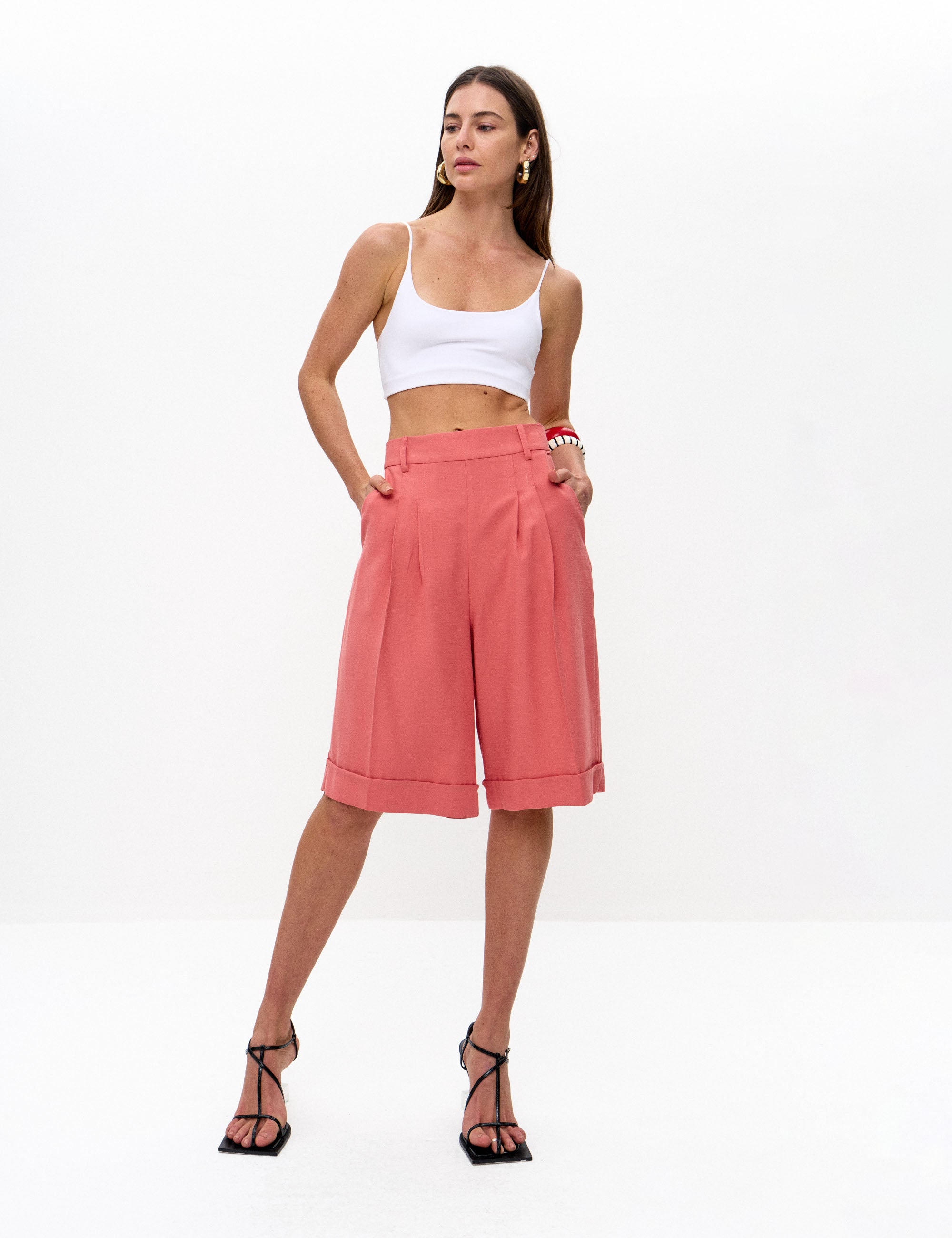 Bermuda Charlotte Crepe Manga Rosa