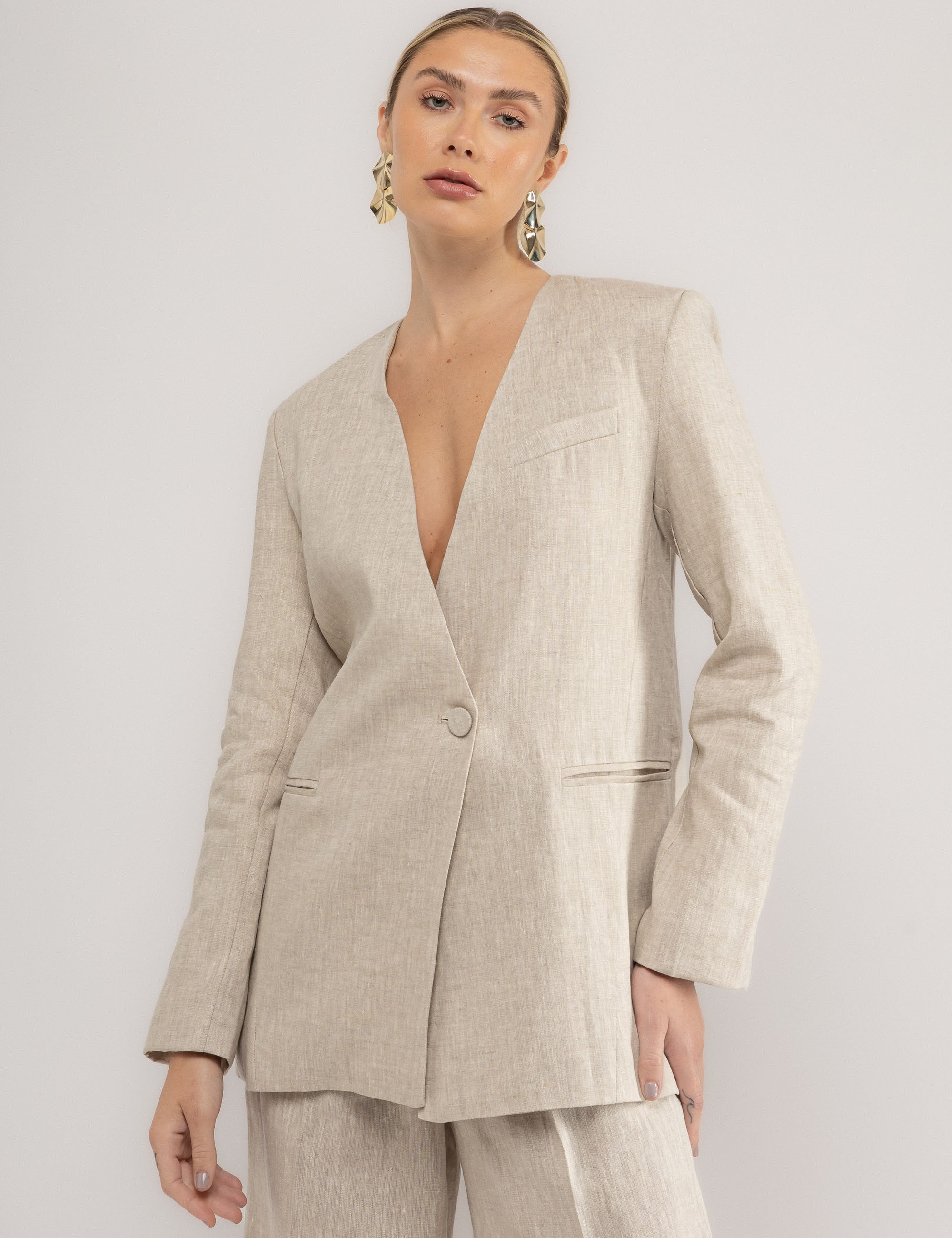 Blazer Branca Linho Natural