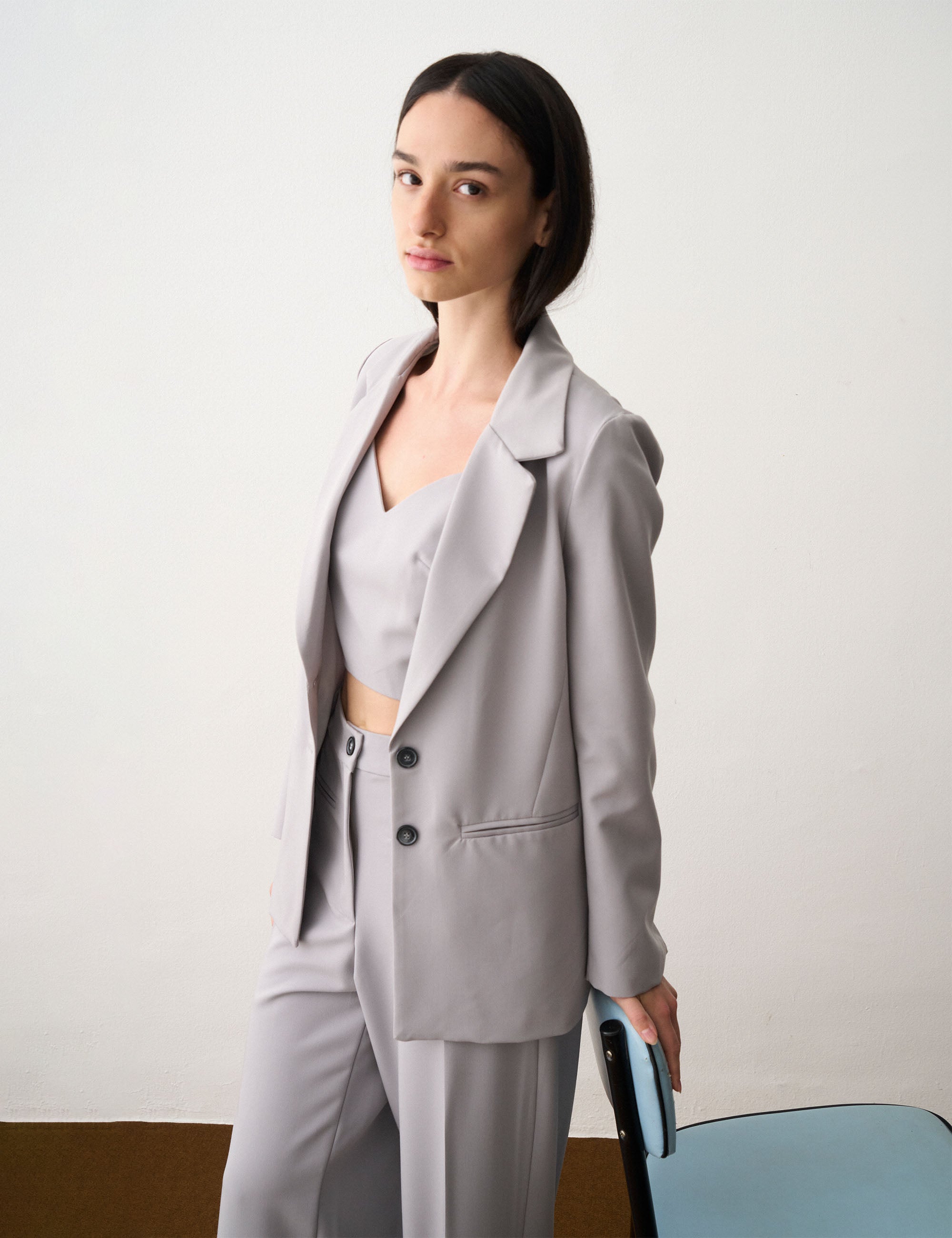 Blazer Melany Alfaiataria Cinza