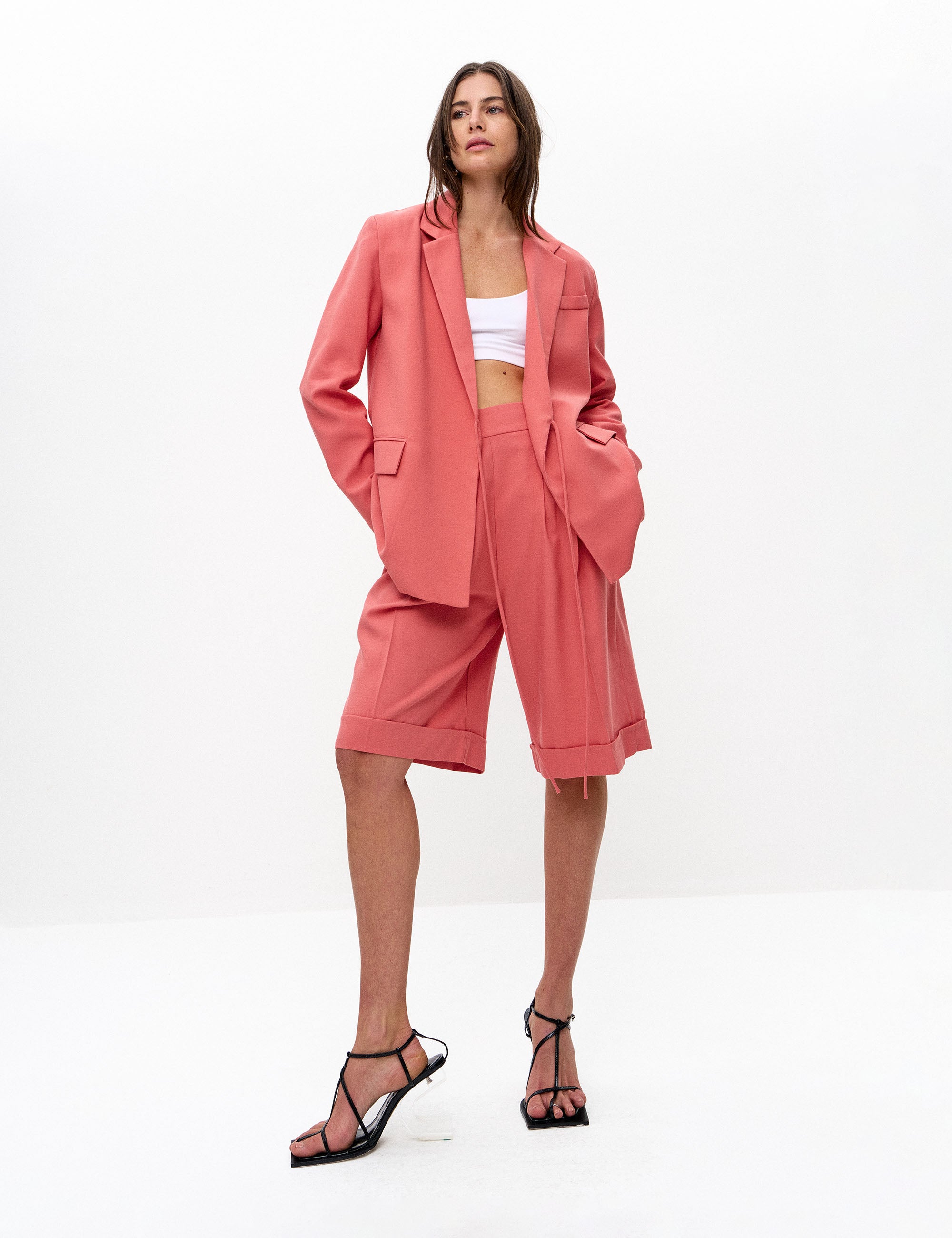 Blazer Charlotte Crepe Manga Rosa