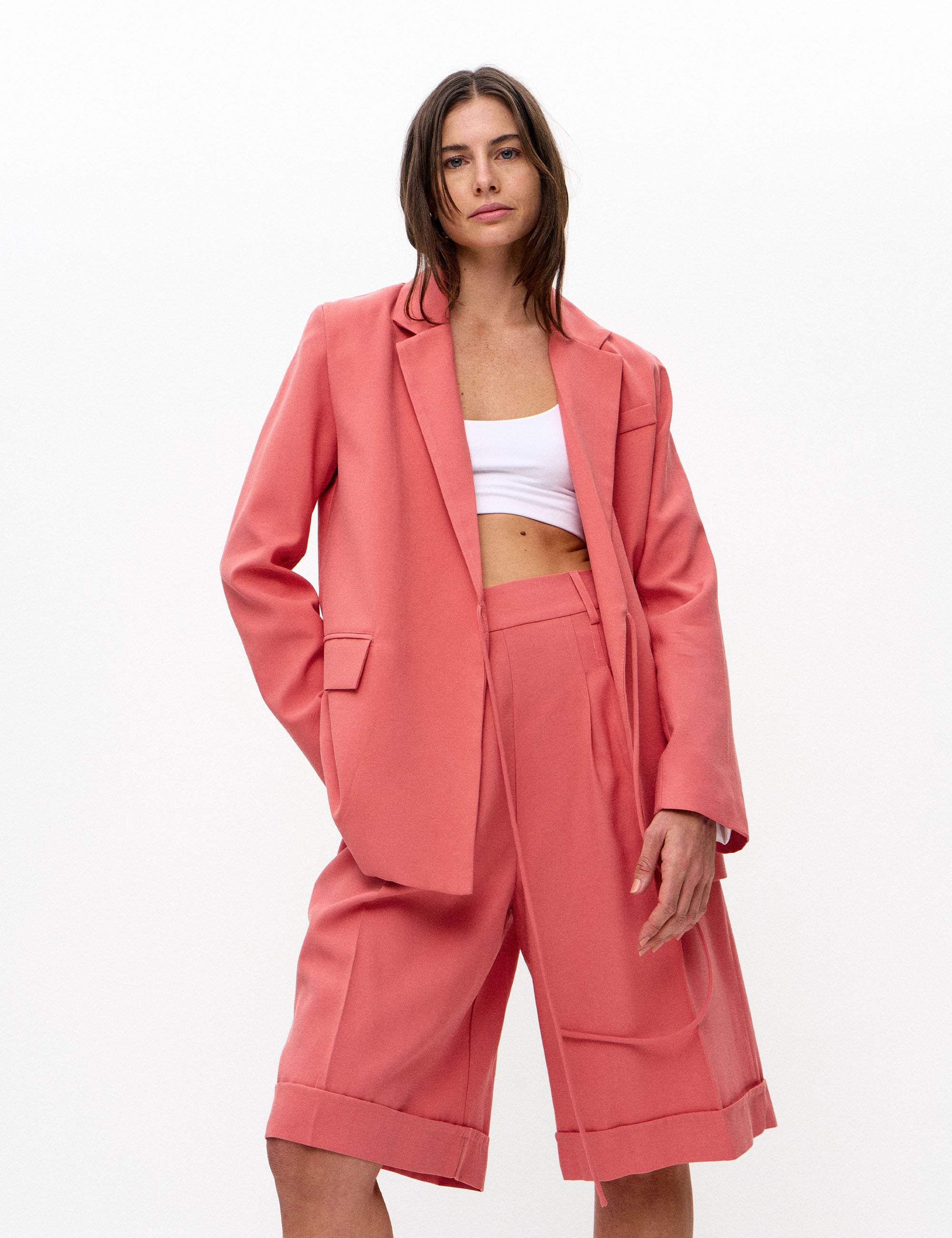 Blazer Charlotte Crepe Manga Rosa