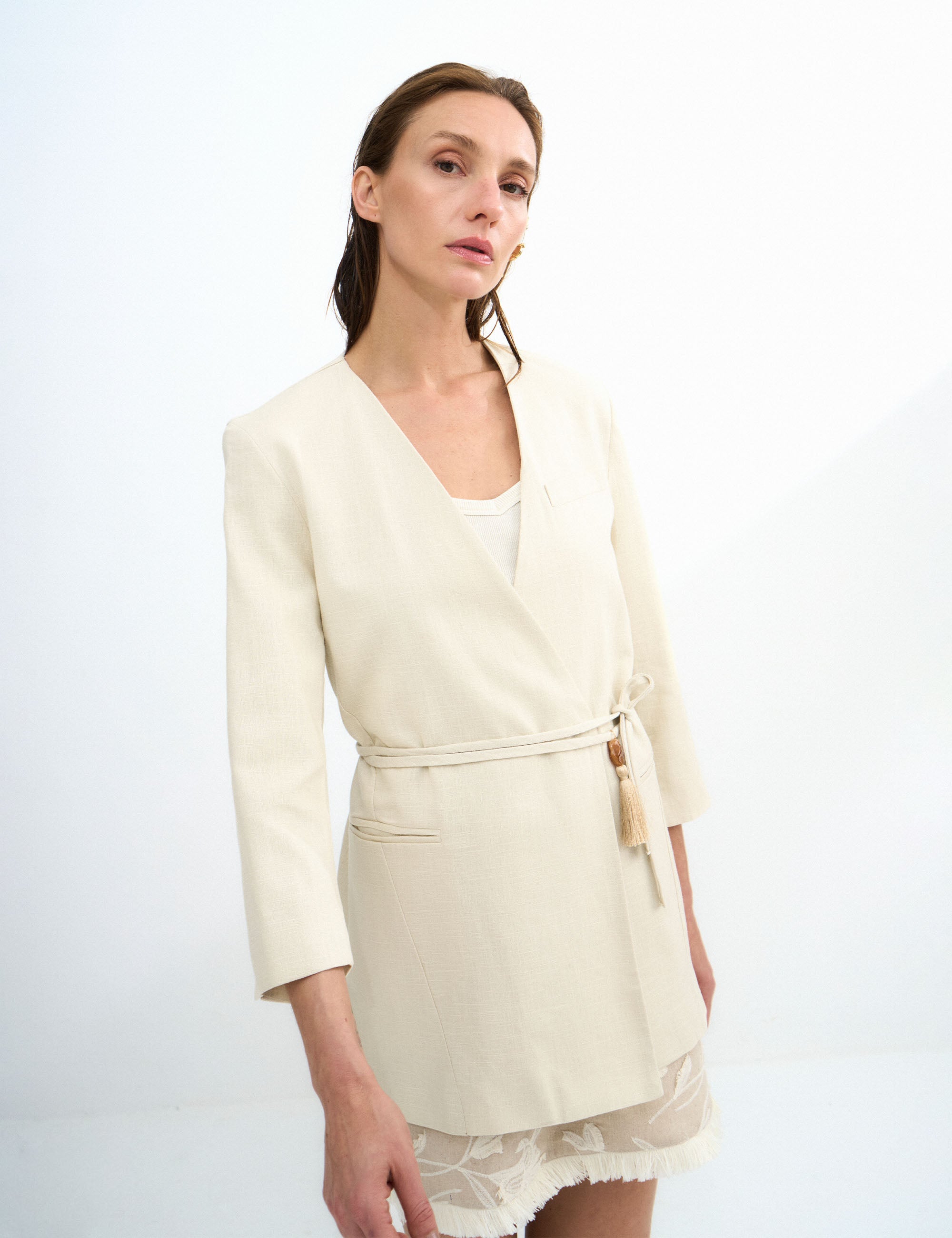 Blazer Diana Alfaiataria Areia