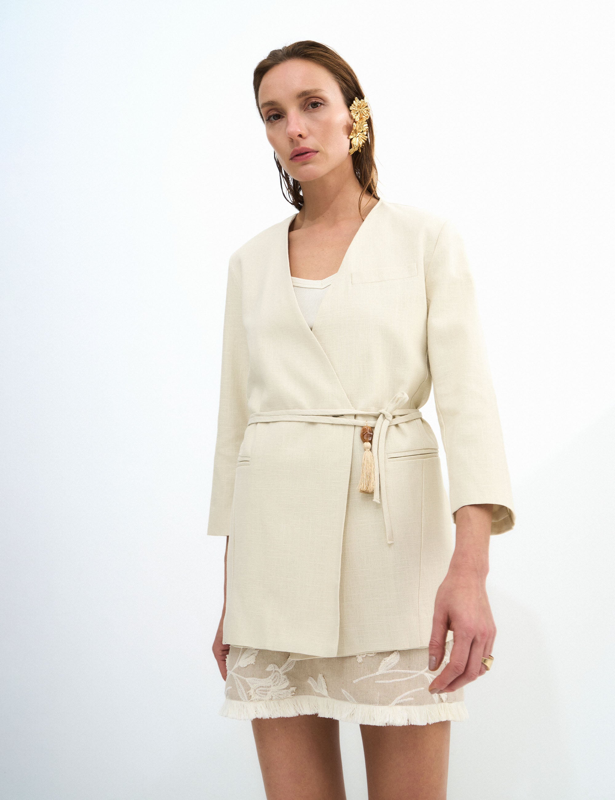 Blazer Diana Alfaiataria Areia