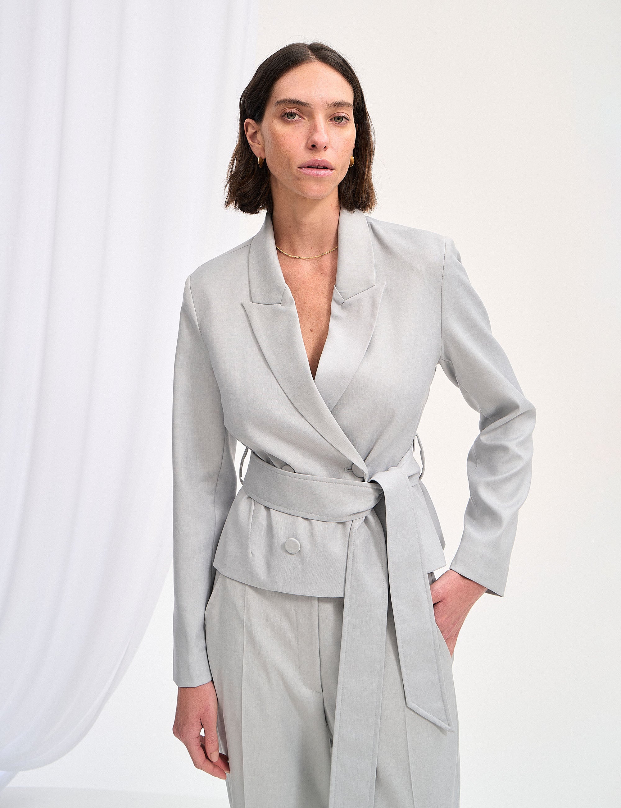 Blazer Ellise Alfaiataria Cinza