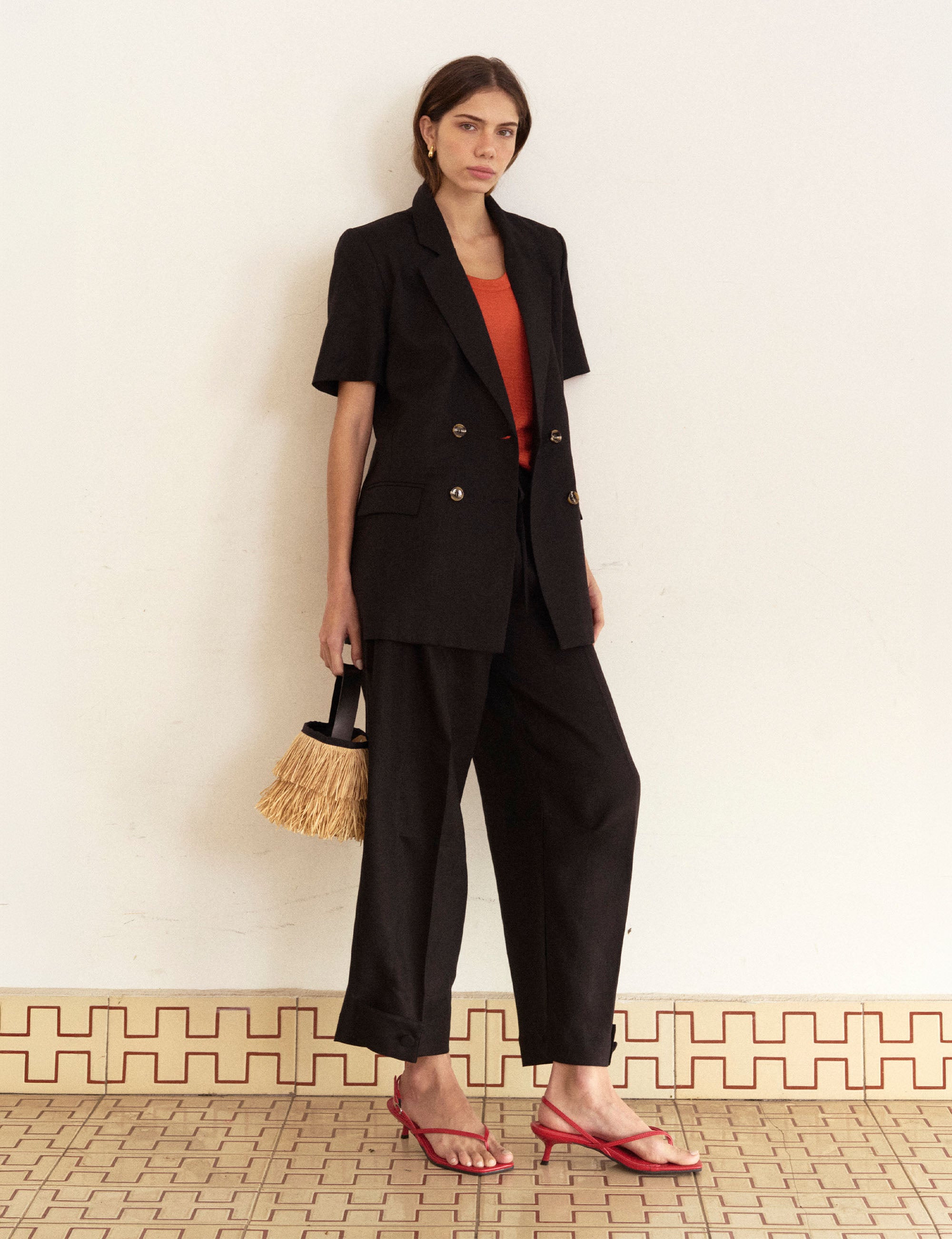 Blazer Evelyn Linho Preto