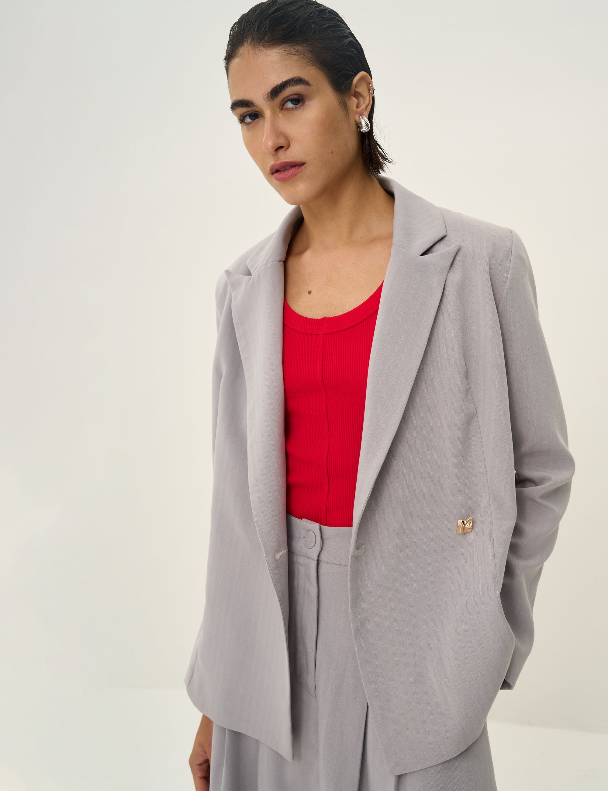 Blazer Kaylee Alfaiataria Cinza