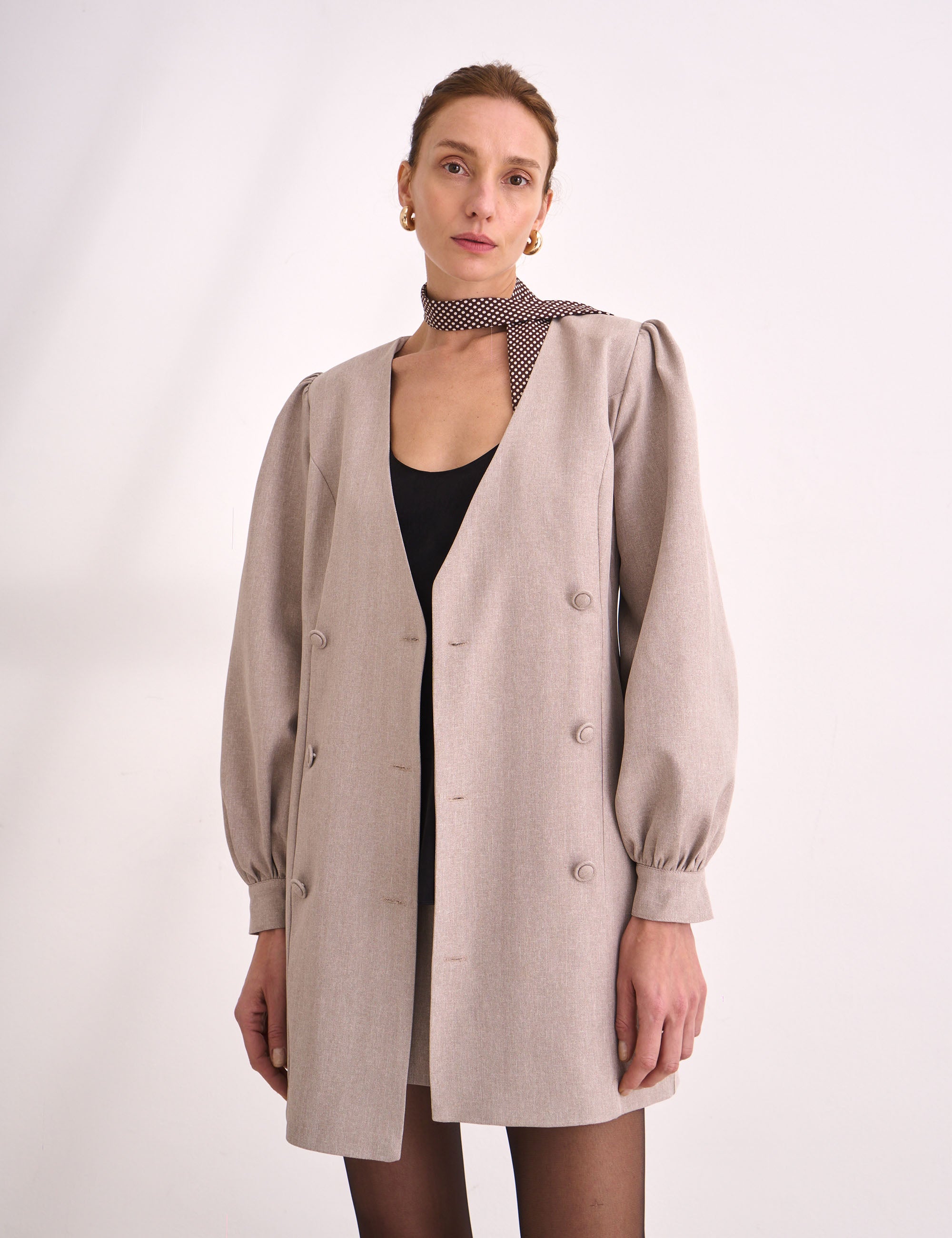 Blazer Melissa Alfaiataria Bege Mescla