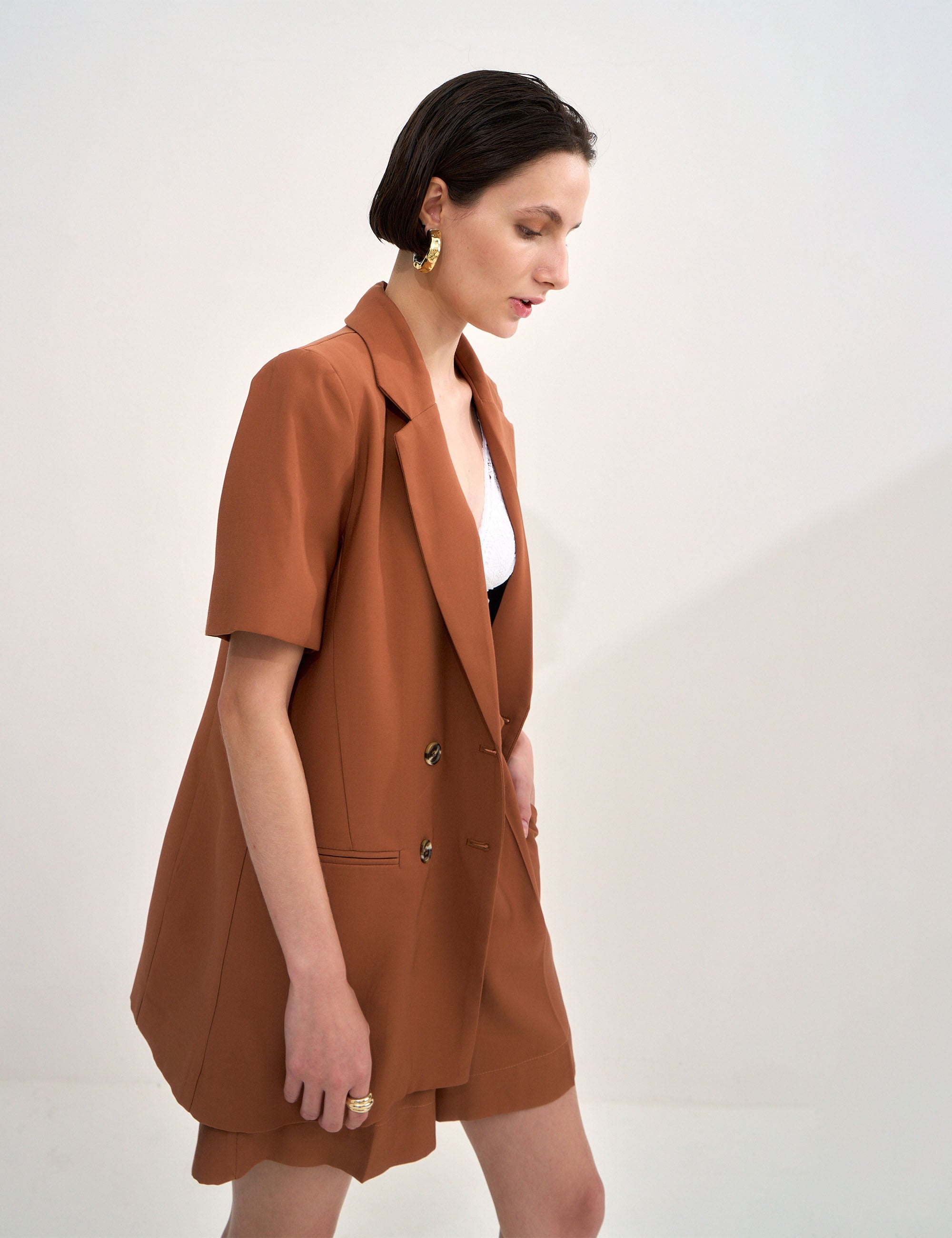 Blazer Mia Alfaiataria Marrom