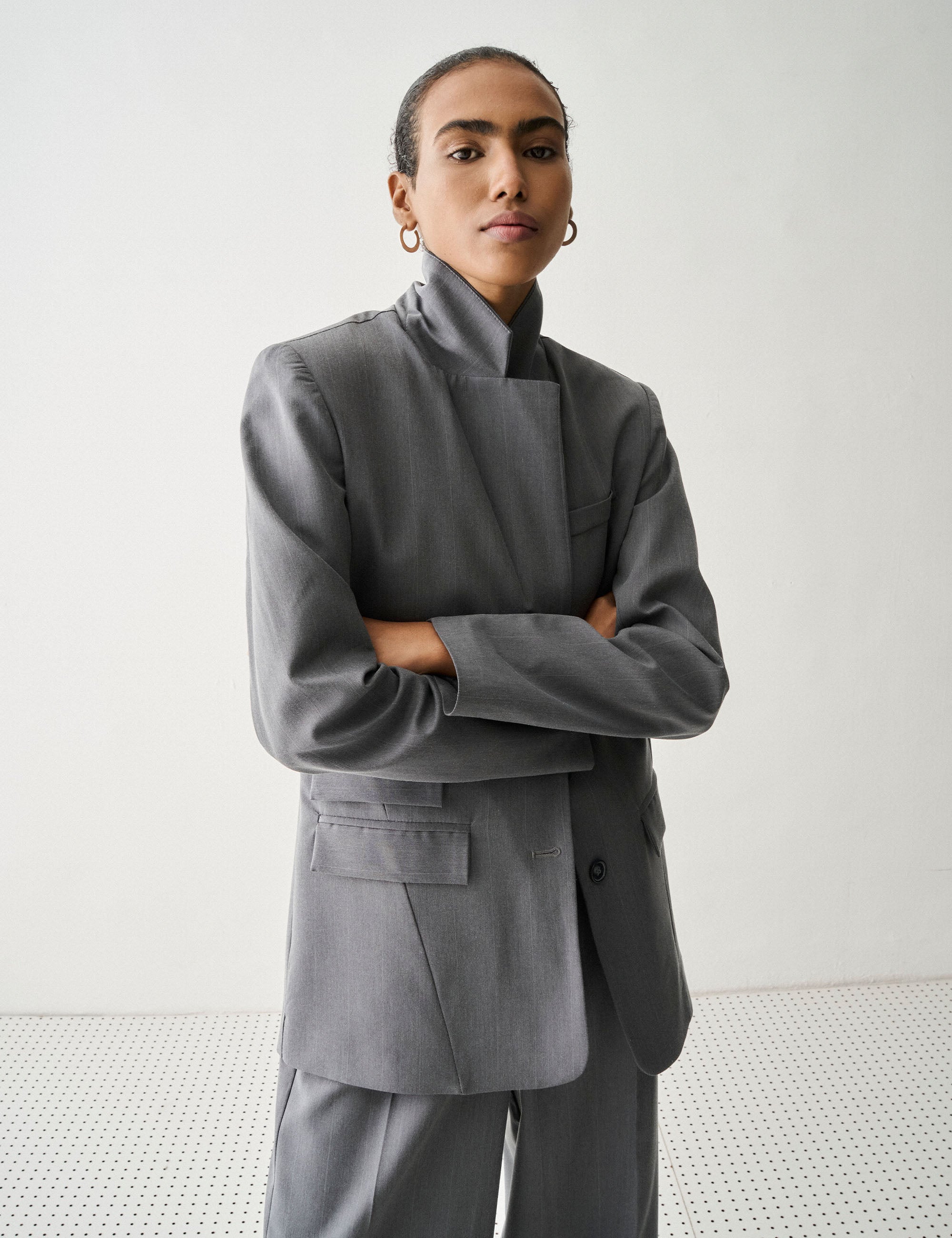 Blazer Nysa Alfaiataria Cinza