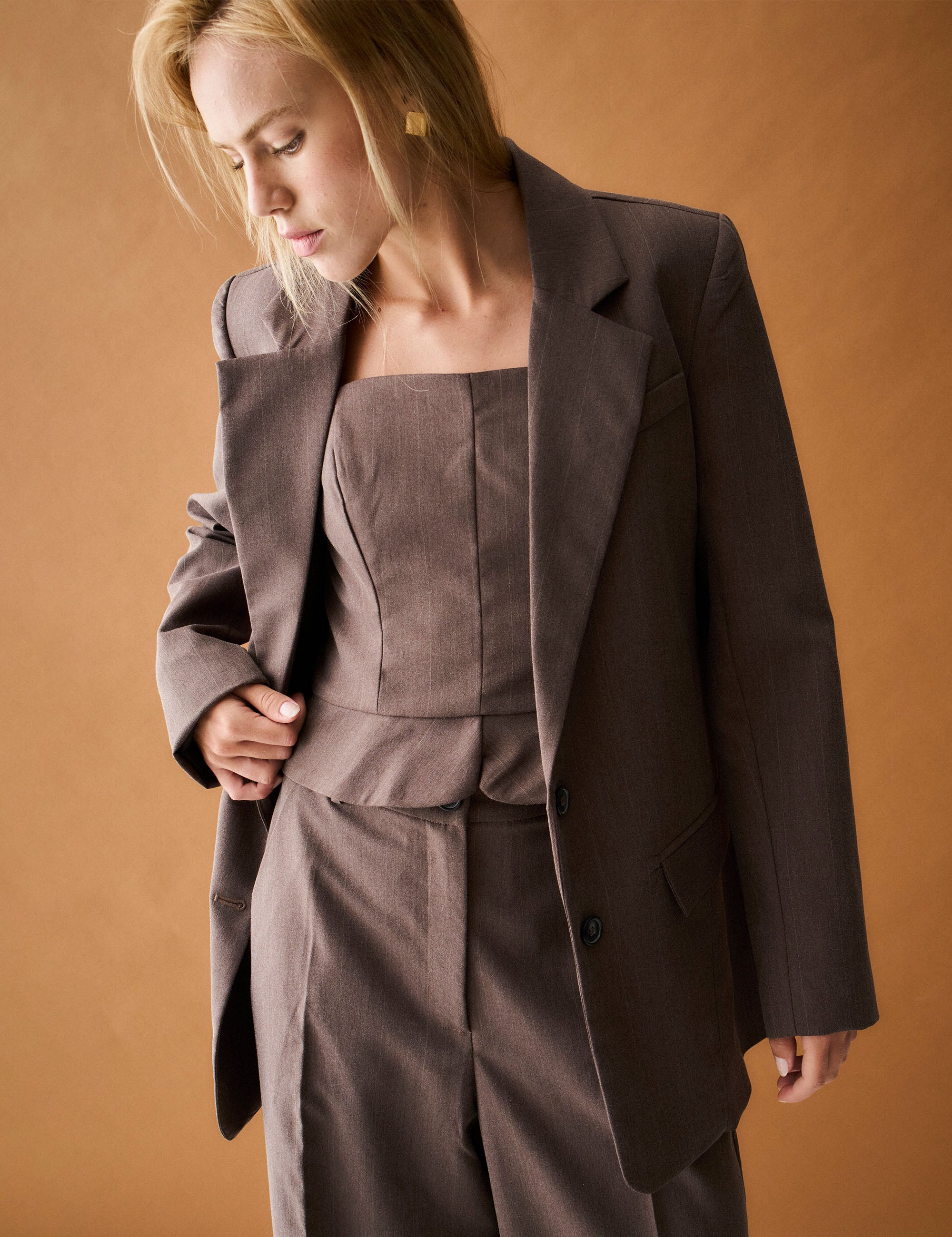 Blazer Nysa Alfaiataria Marrom