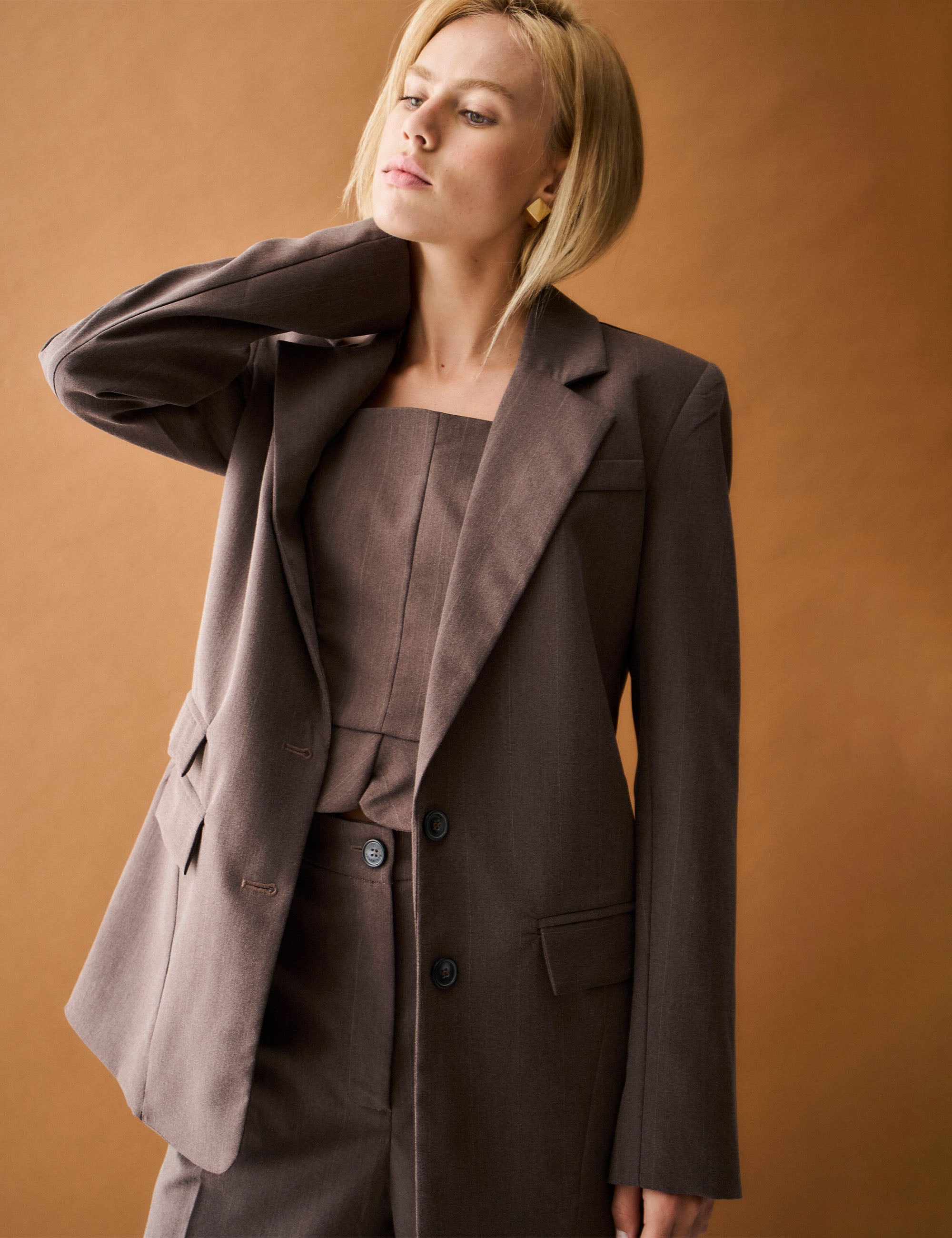Blazer Nysa Alfaiataria Marrom