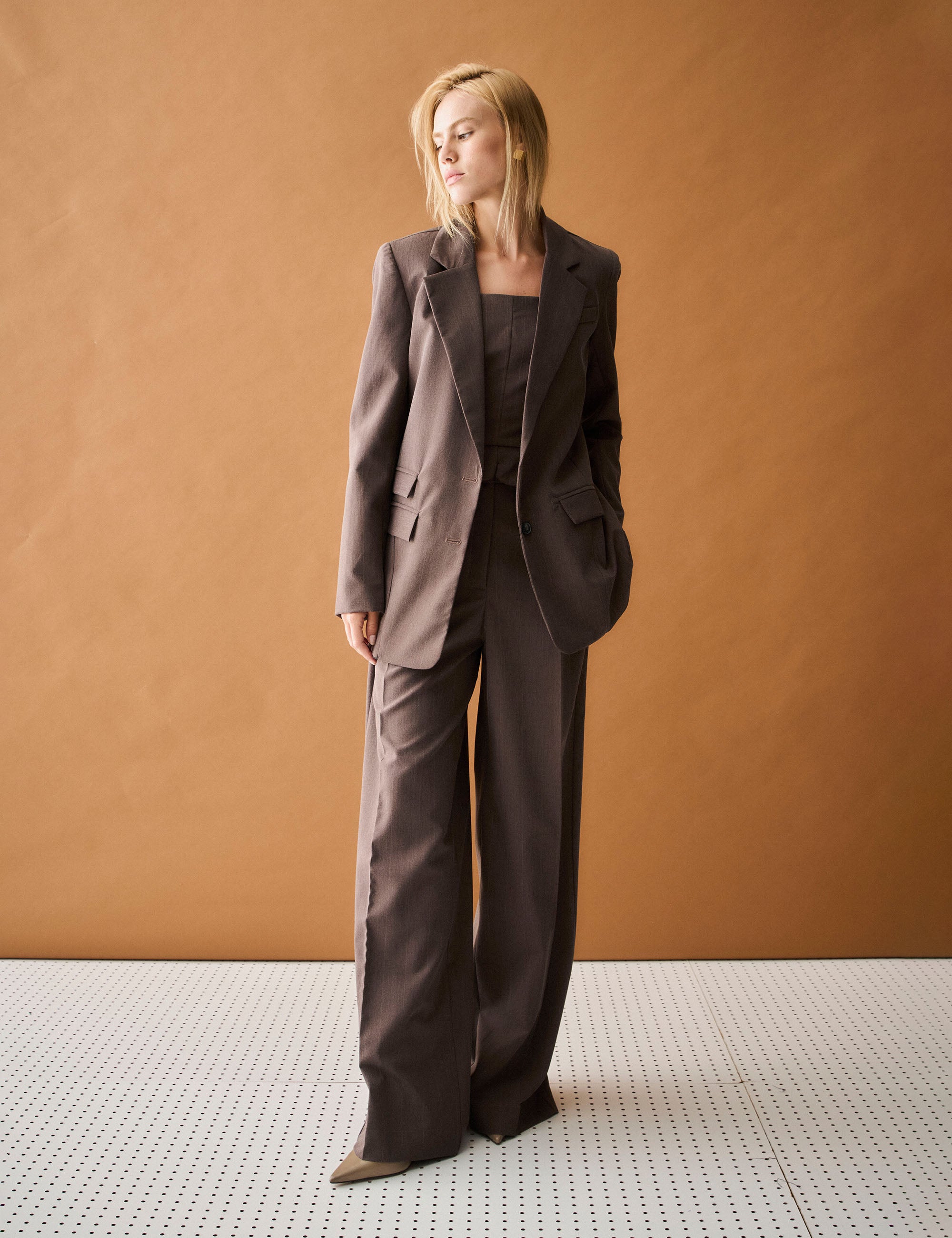Blazer Nysa Alfaiataria Marrom