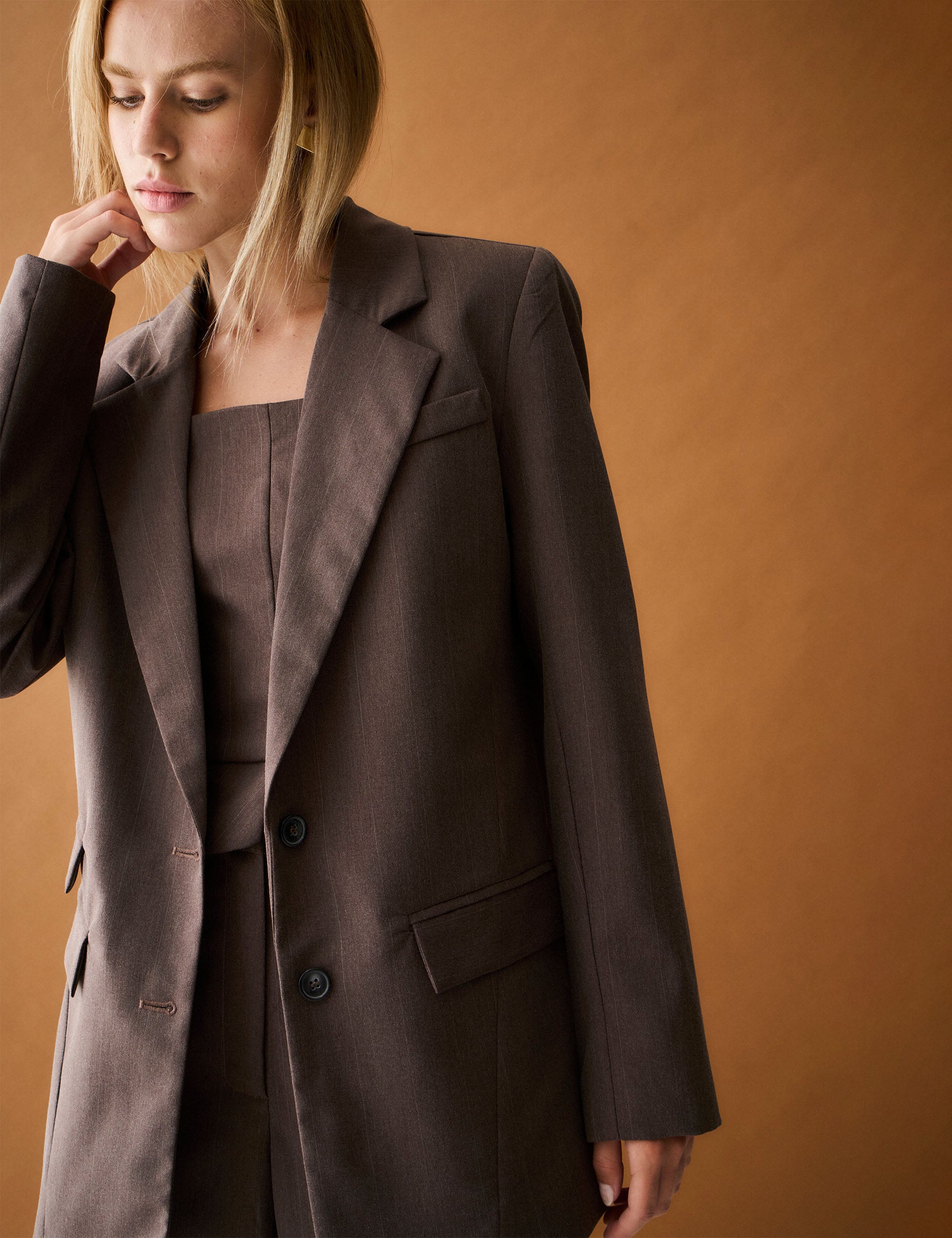 Blazer Nysa Alfaiataria Marrom