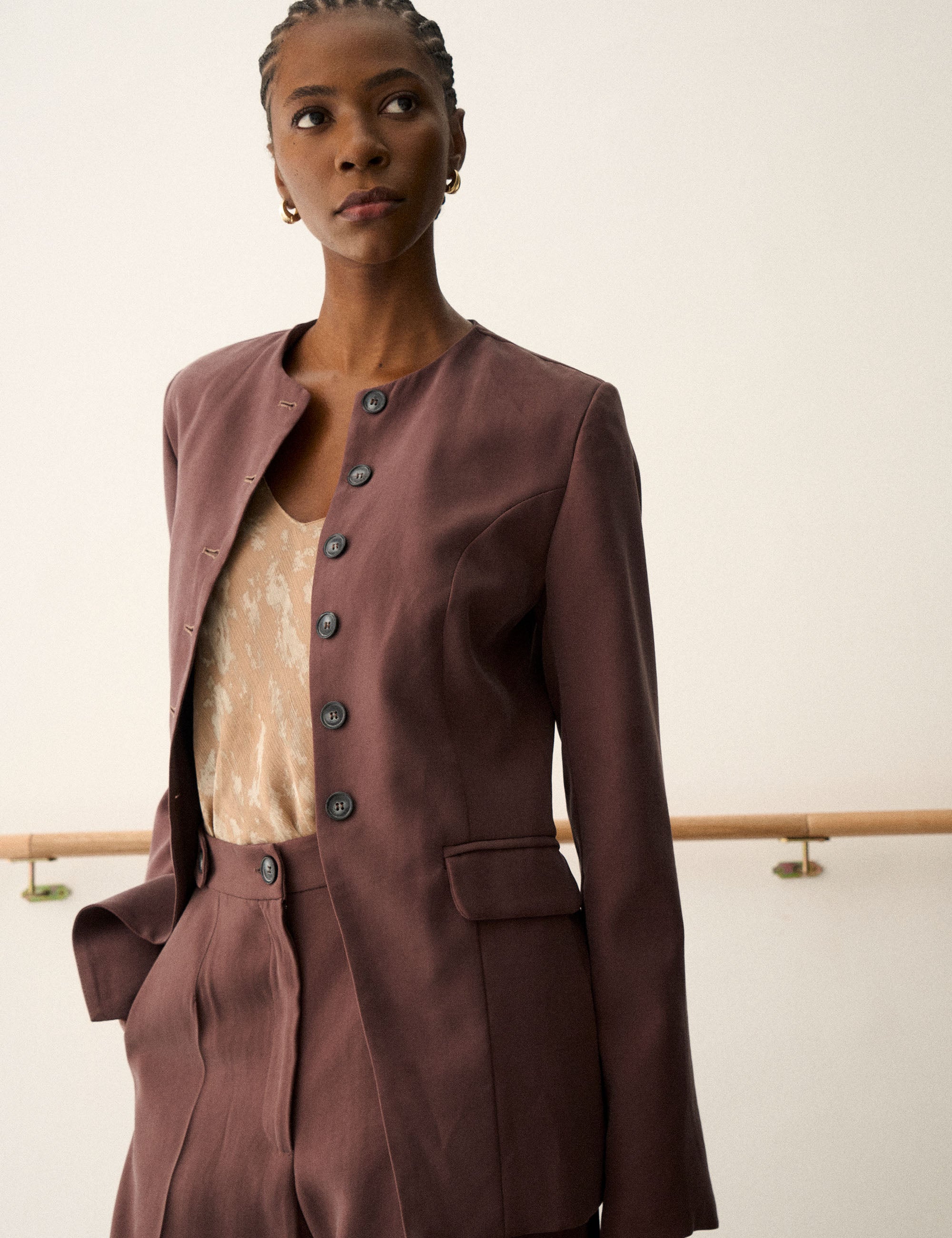 Blazer Olivia alfaiataria Café