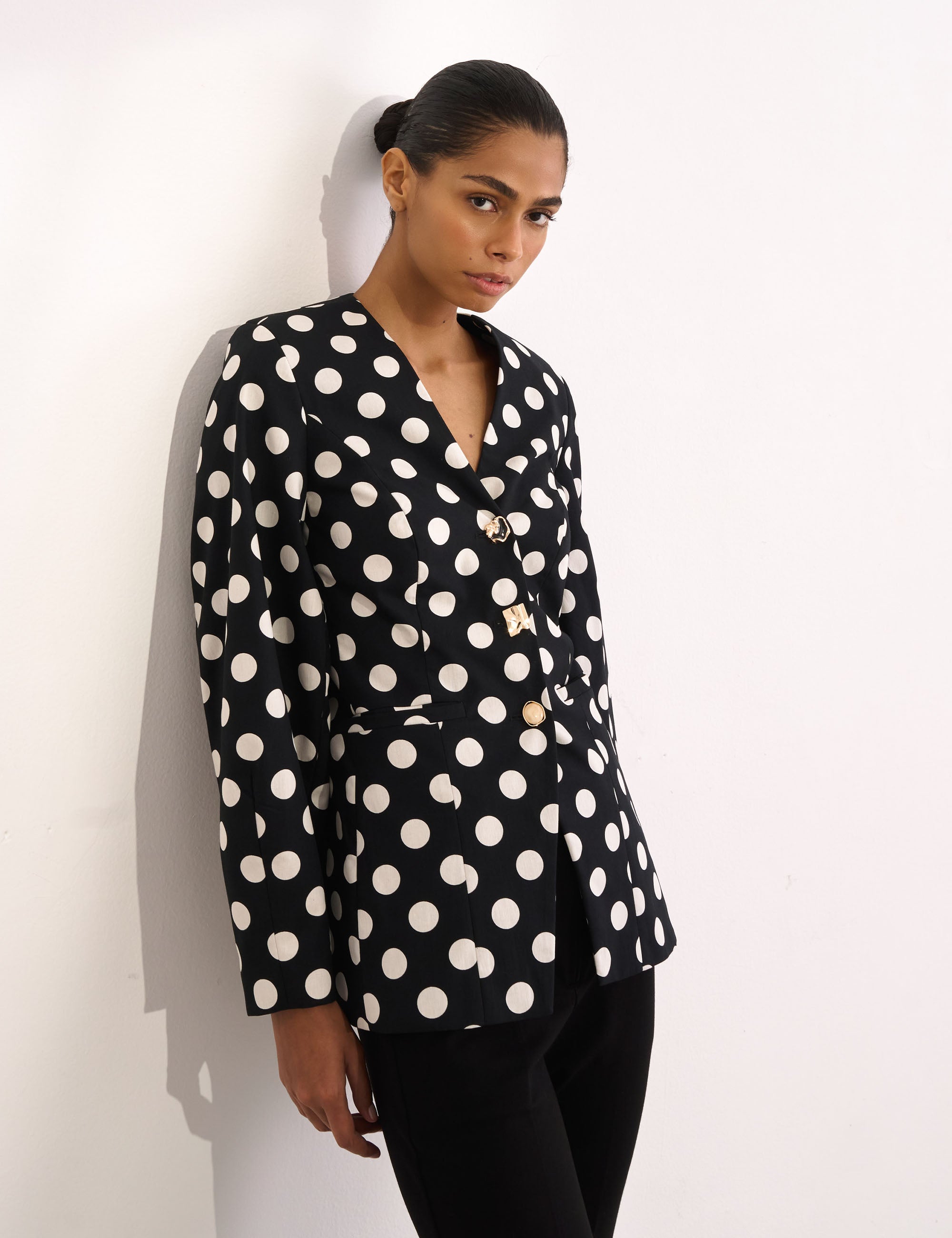 Blazer Poka Tricoline Preto