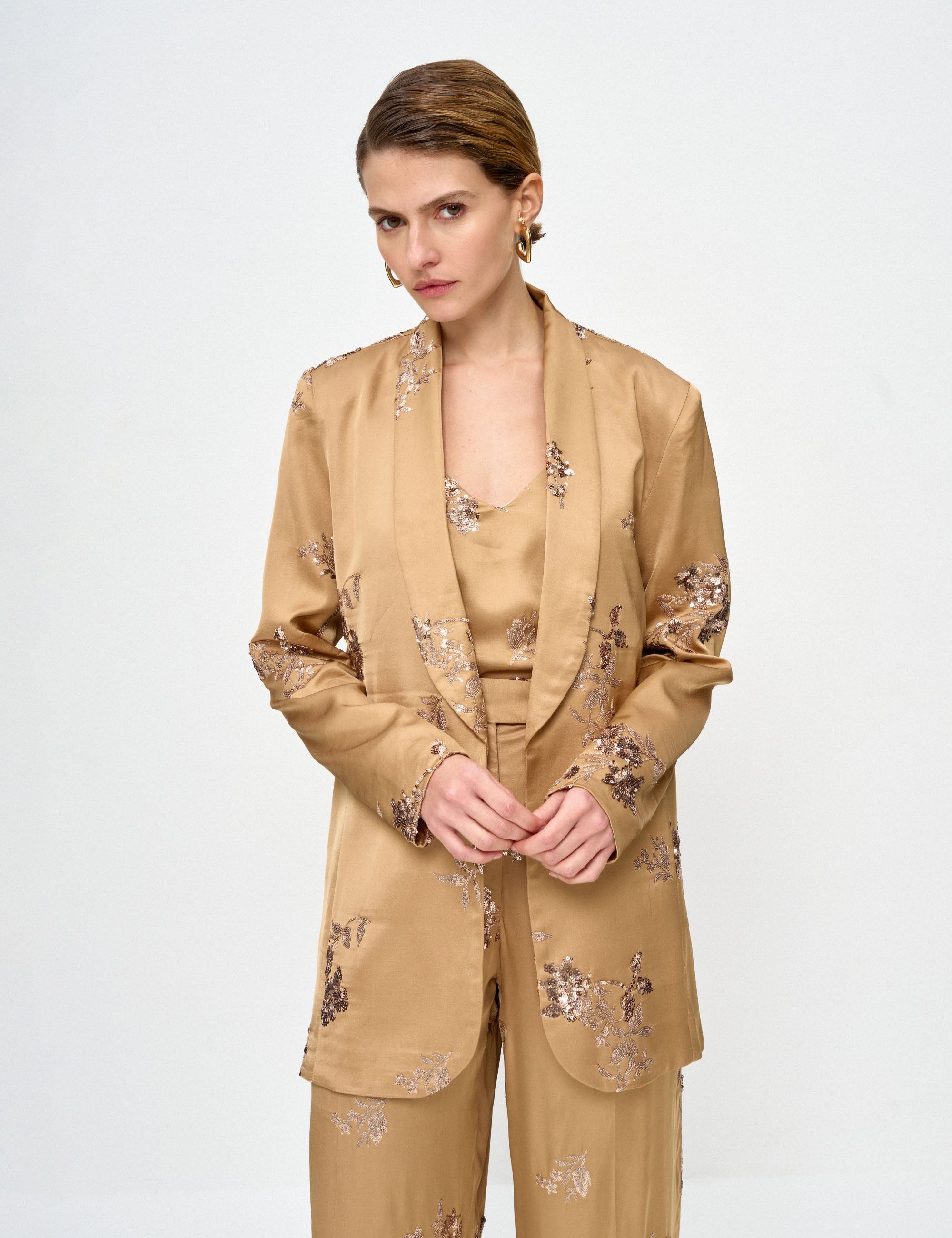 Blazer Versalhes Cetim Bege