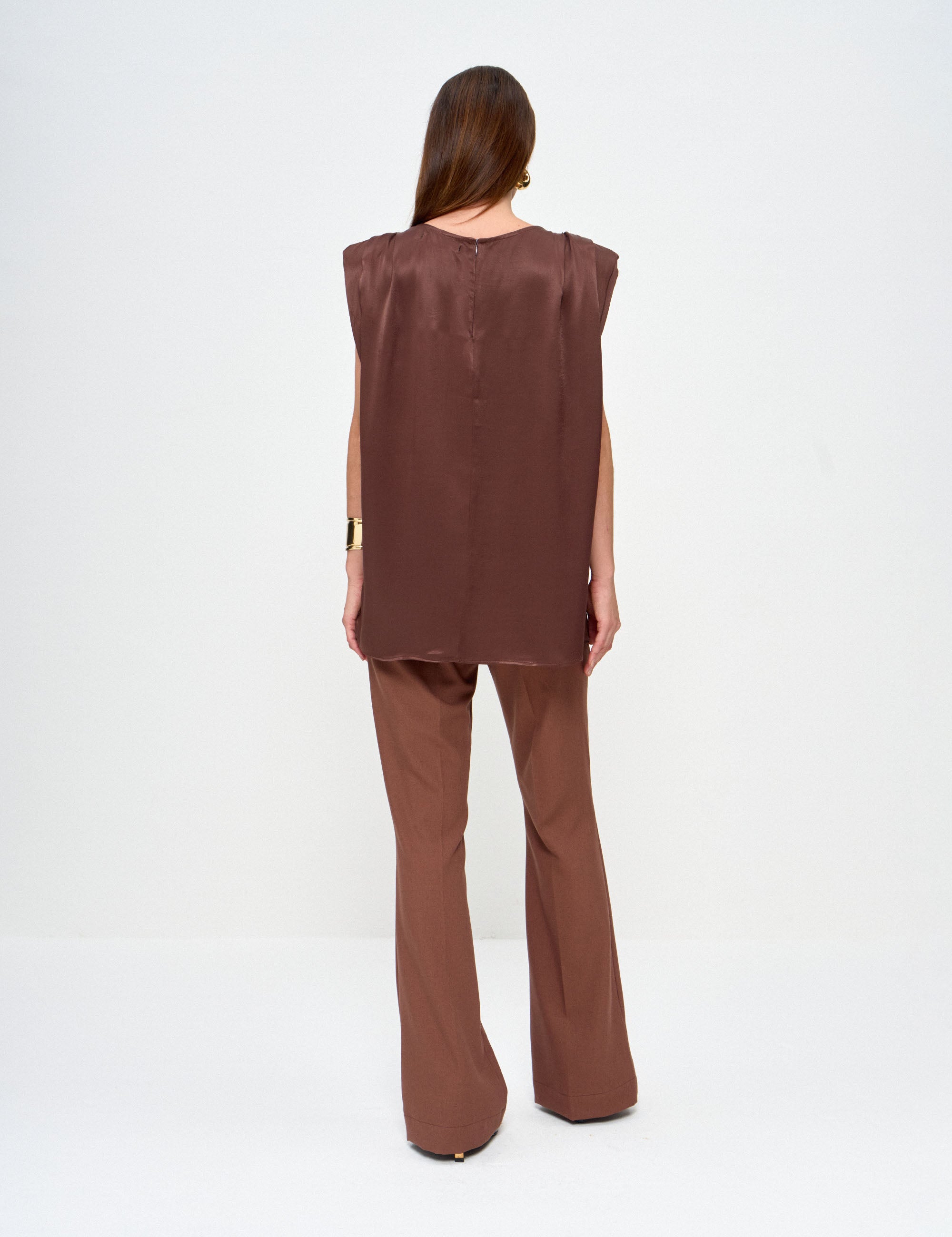 Blusa Bárbara Cetim Marrom