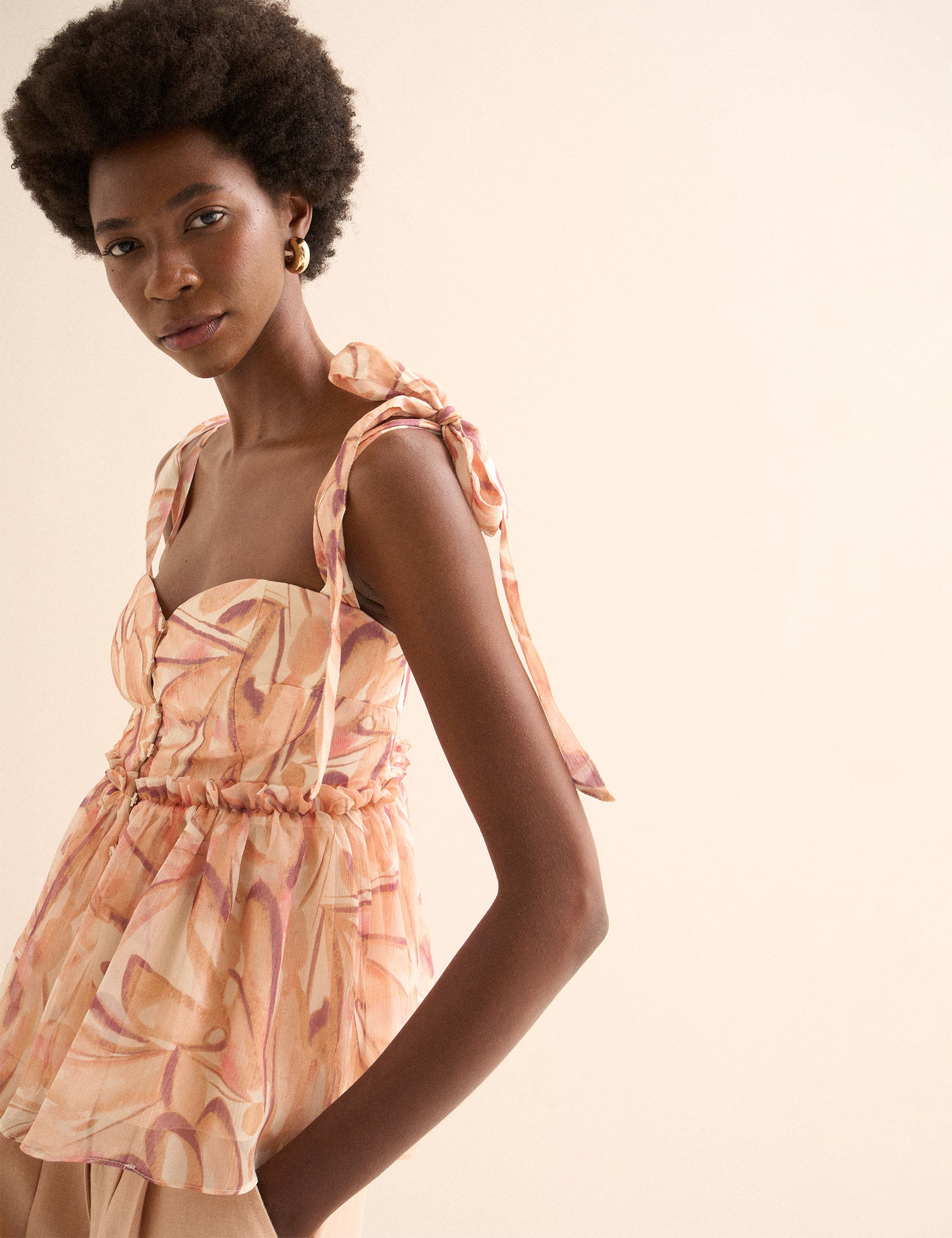 Blusa Borboleta Chiffon Rose