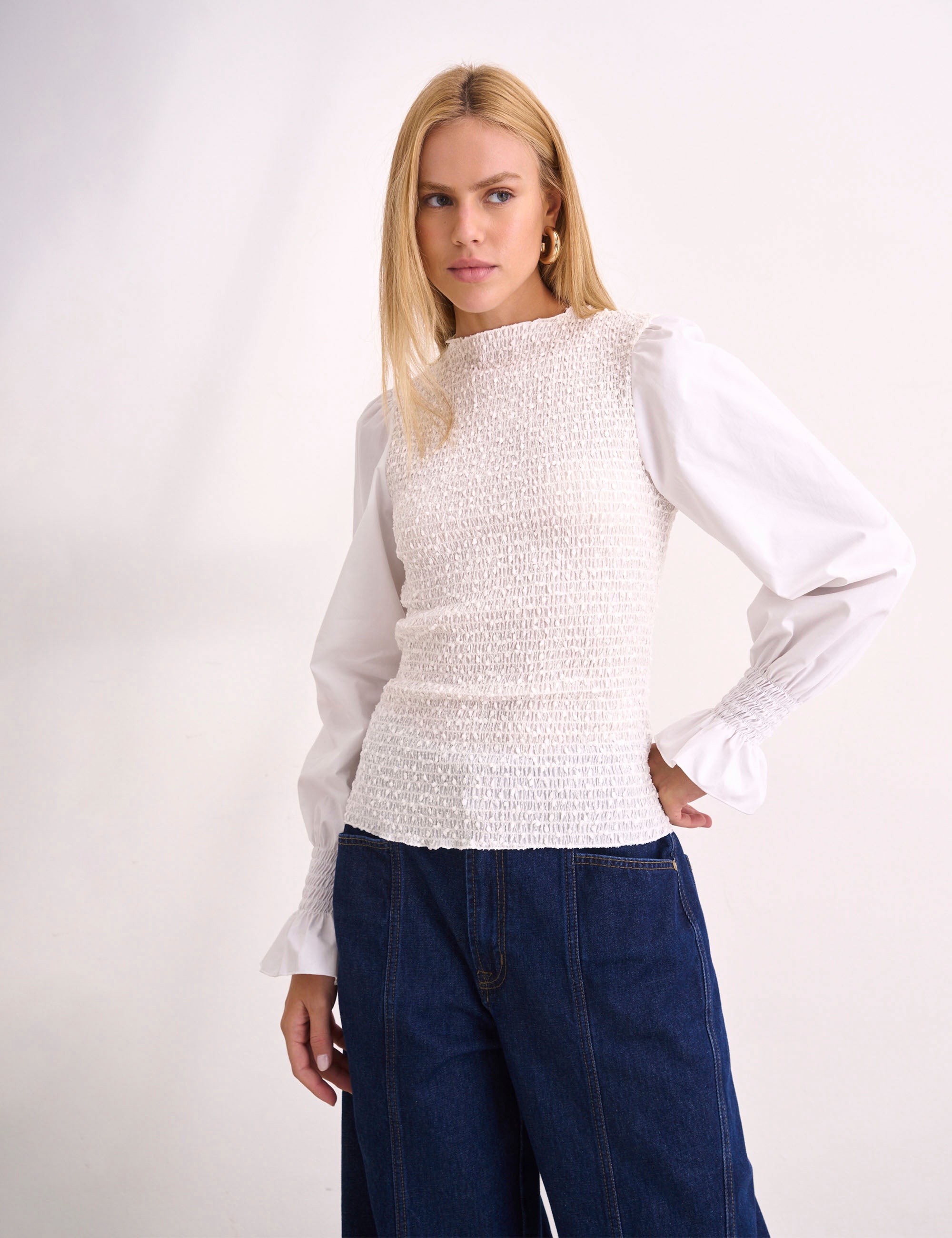 Blusa Eden Plissada Off White