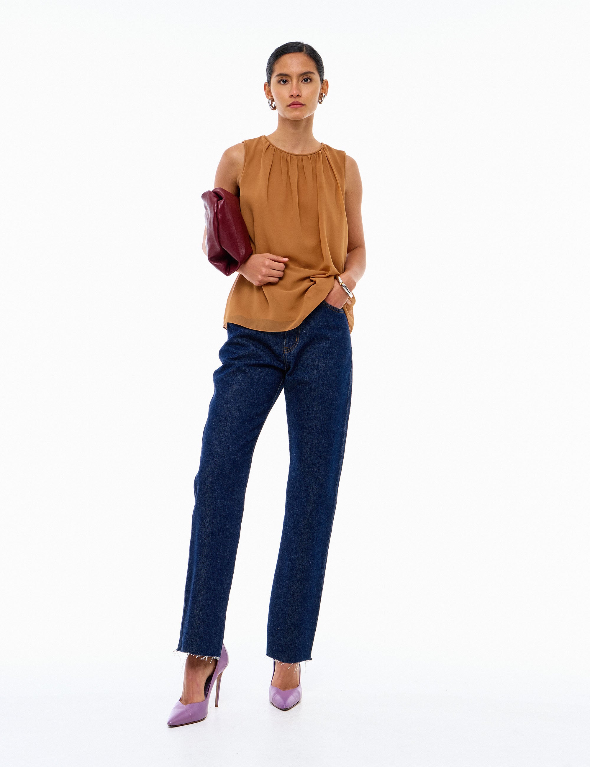 Blusa Ella Chifon Amêndoa