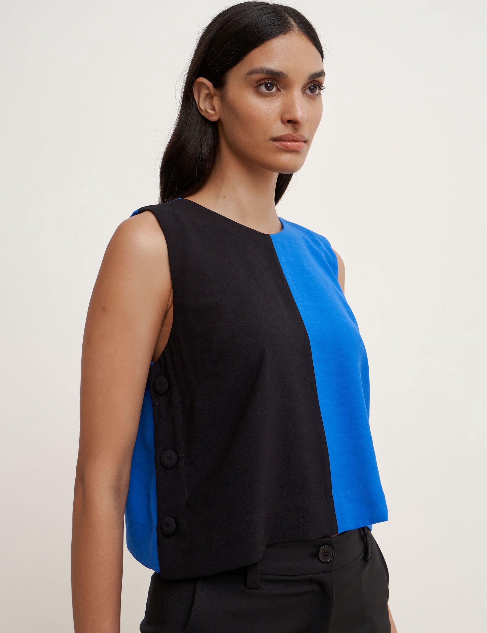 Blusa Erica Viscose Preto/Azul