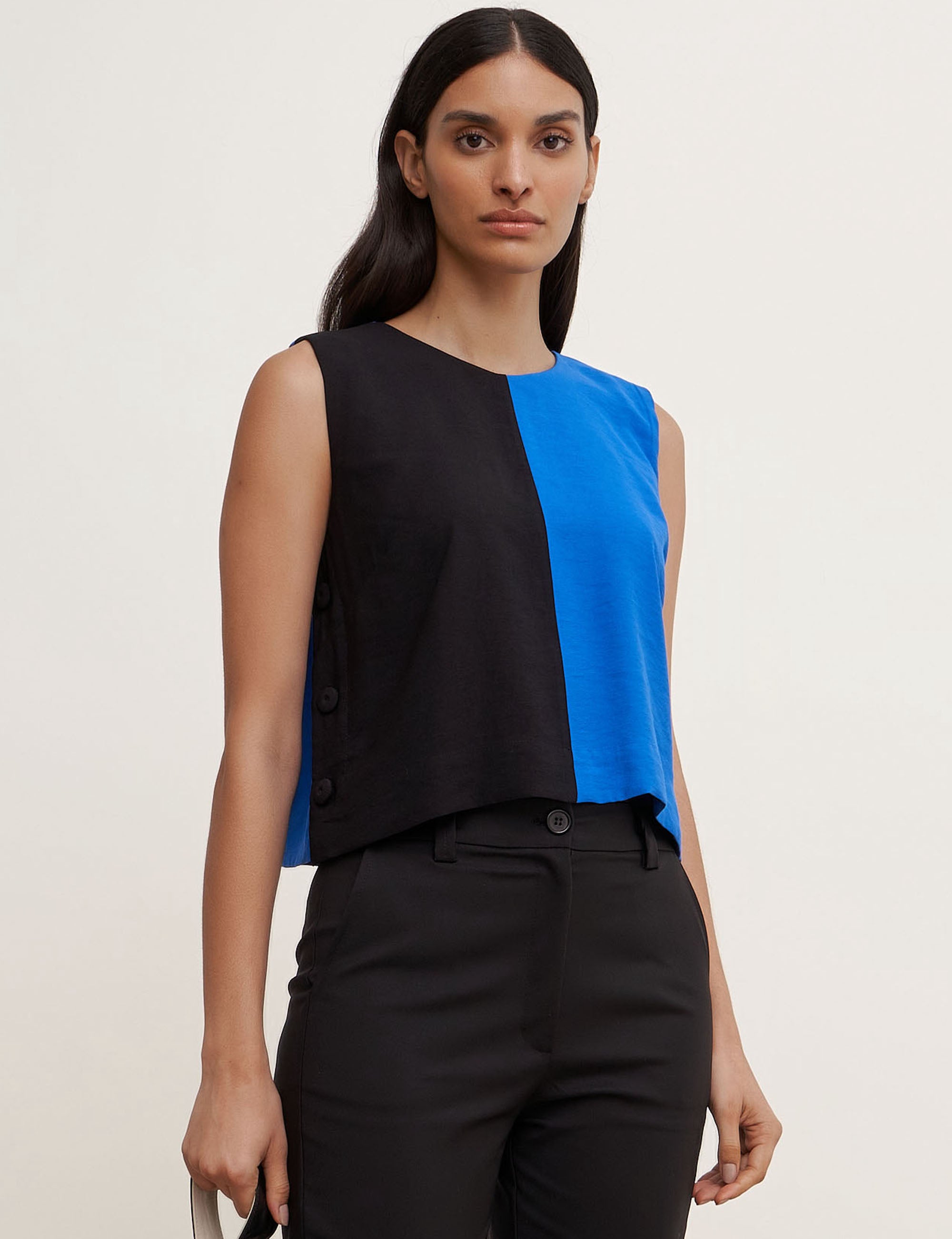 Blusa Erica Viscose Preto/Azul