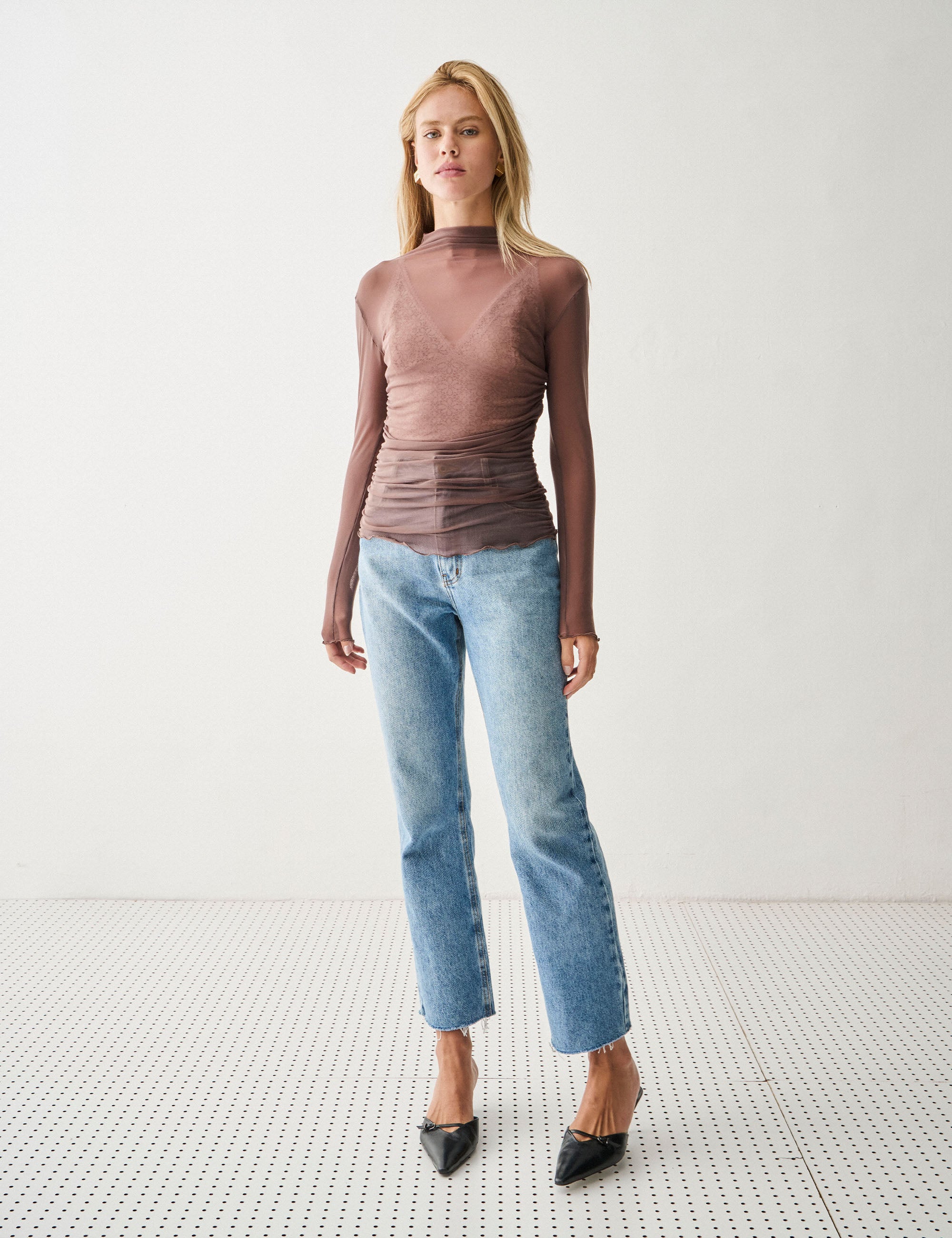 Blusa Erika Tule Marrom
