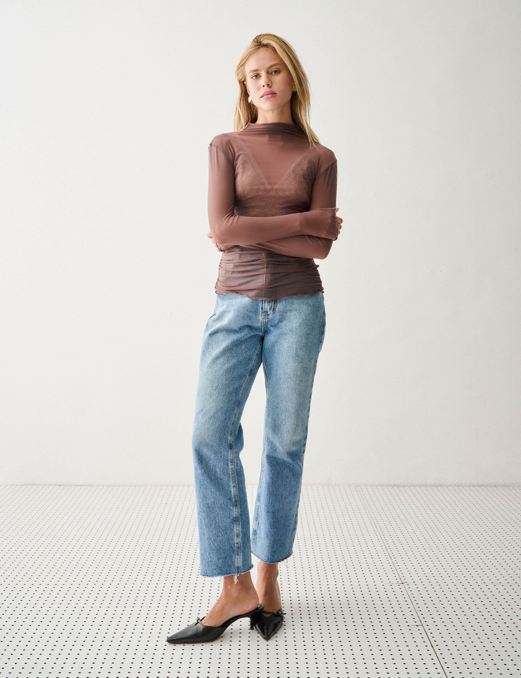 Blusa Erika Tule Marrom