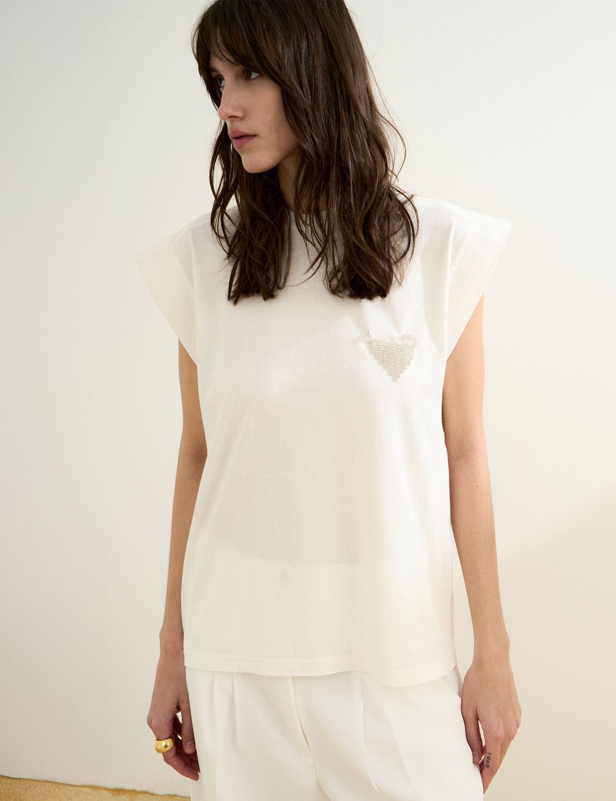 Blusa Estrela Malha Off White