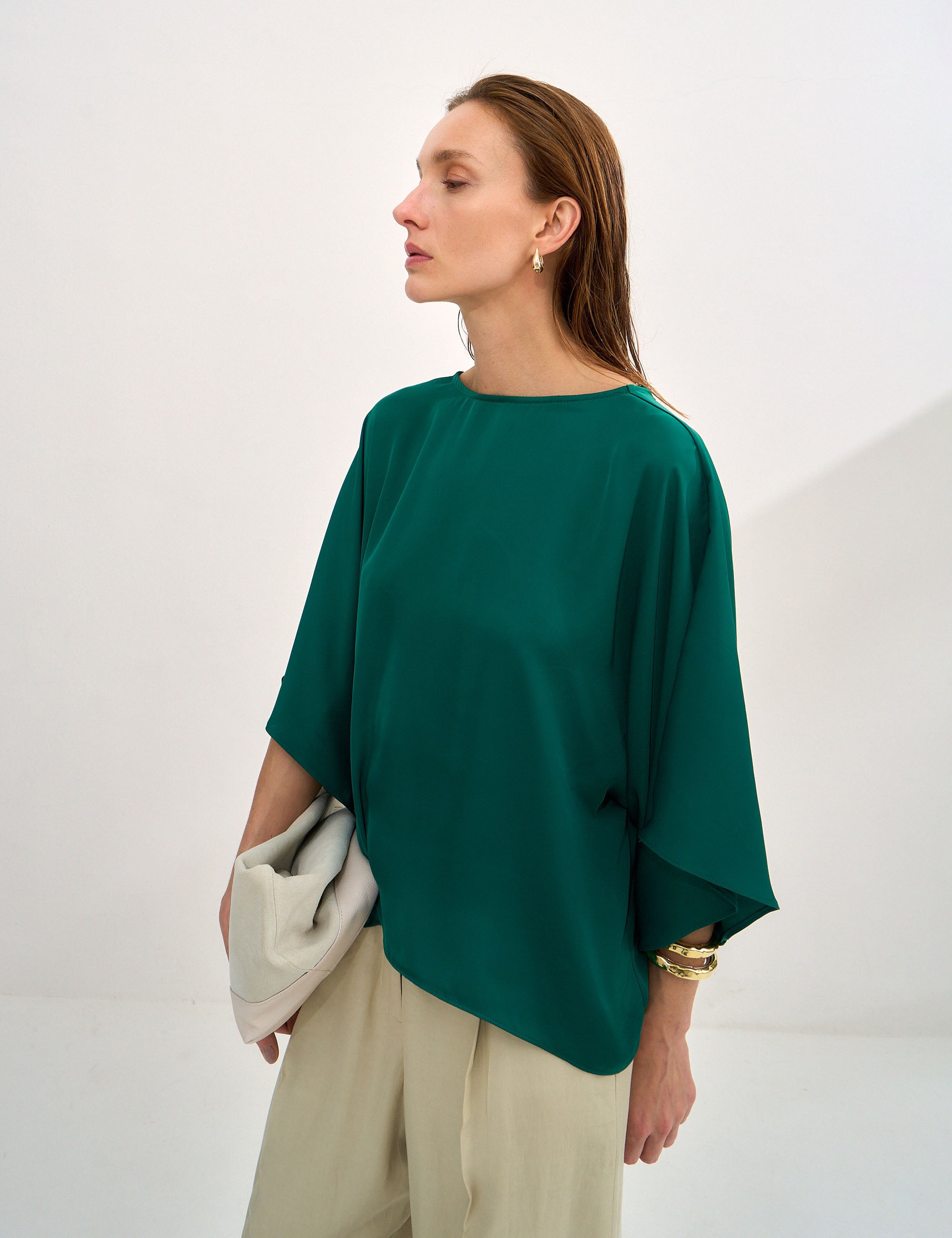 Blusa Evelyn Cetim Verde