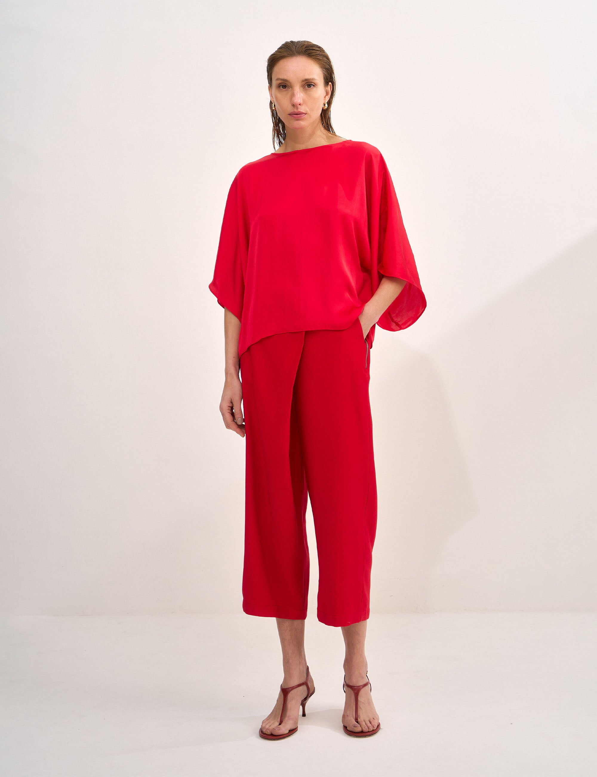 Blusa Evelyn Cetim Vermelho