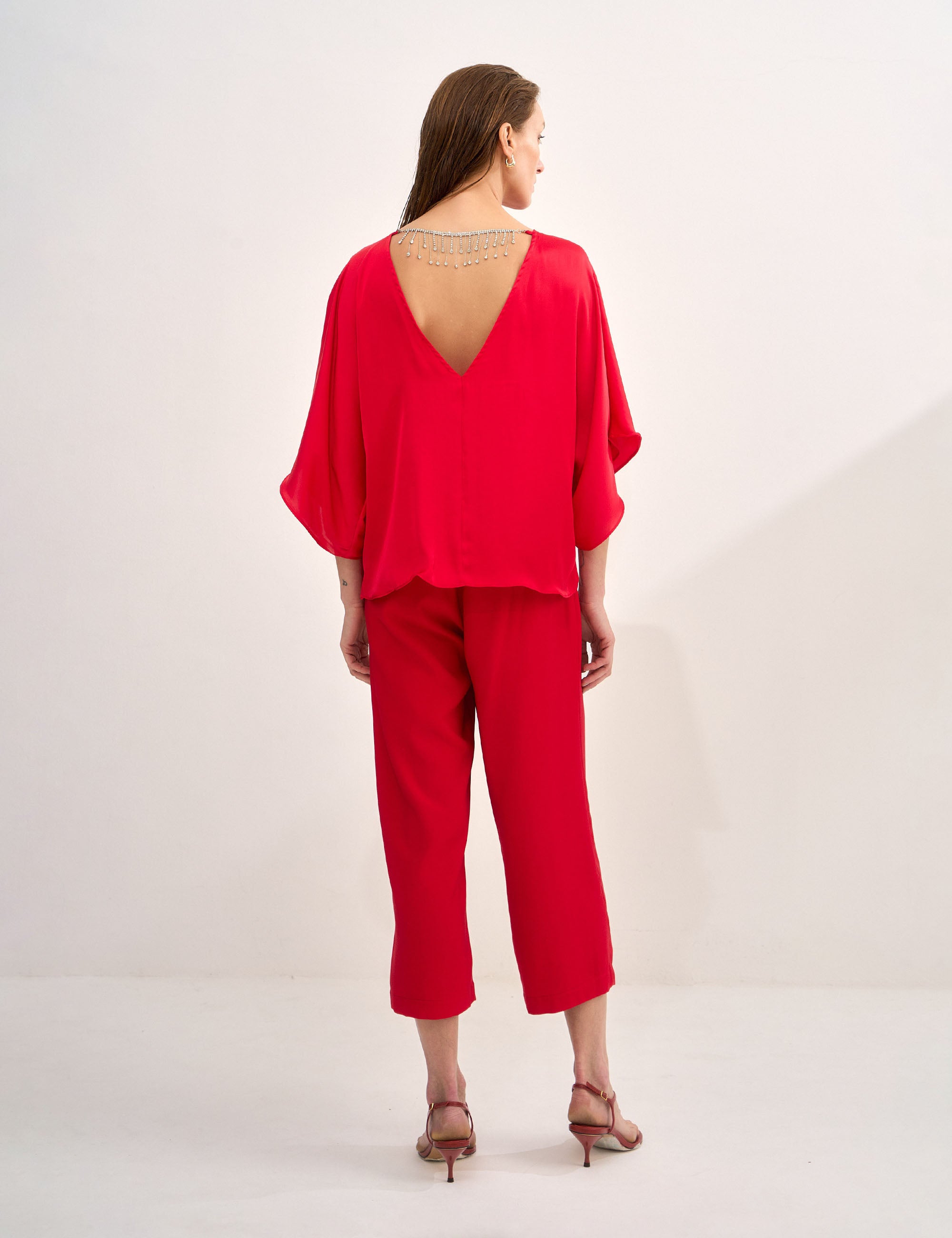 Blusa Evelyn Cetim Vermelho