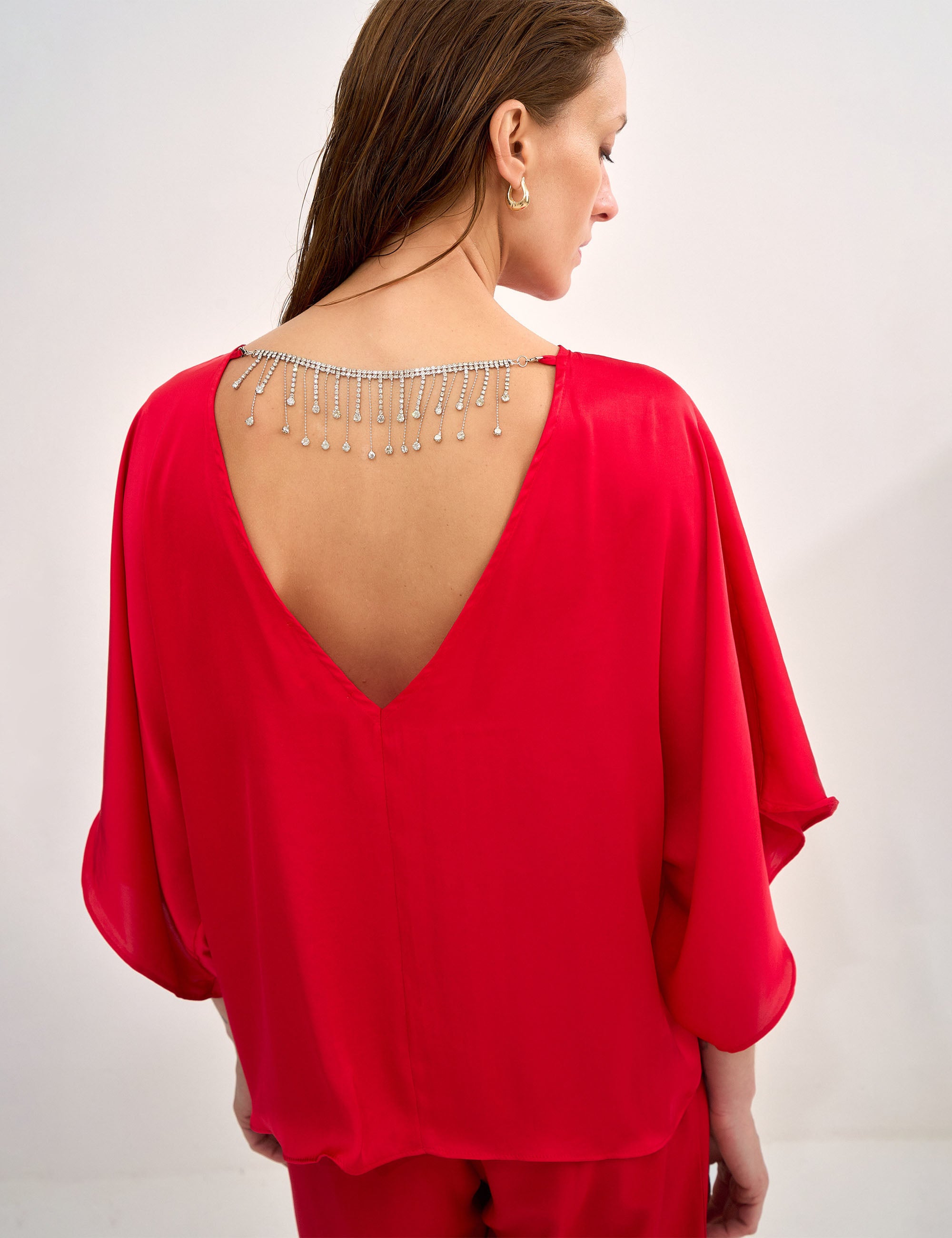 Blusa Evelyn Cetim Vermelho