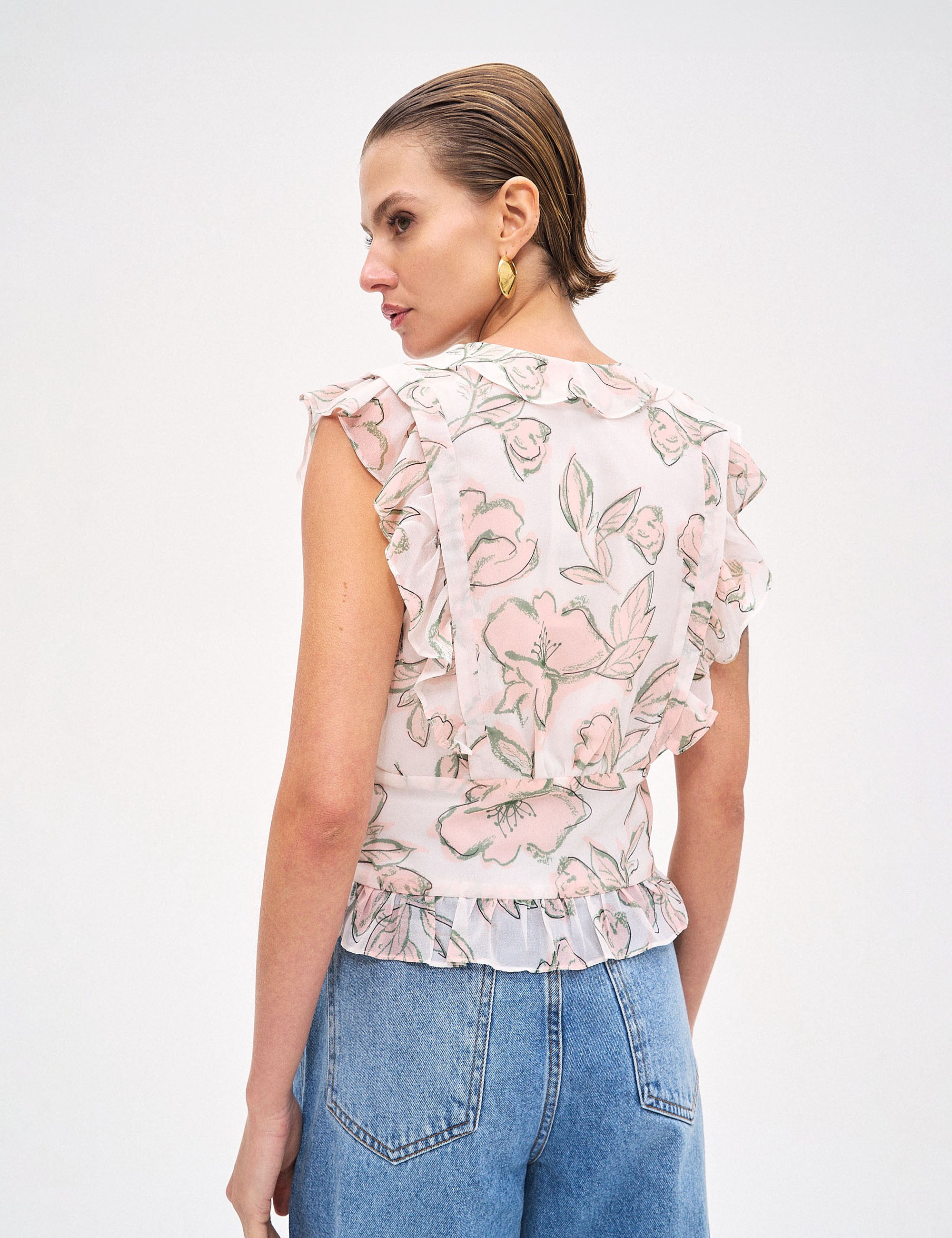 Blusa Gloria Estampada Pêssego