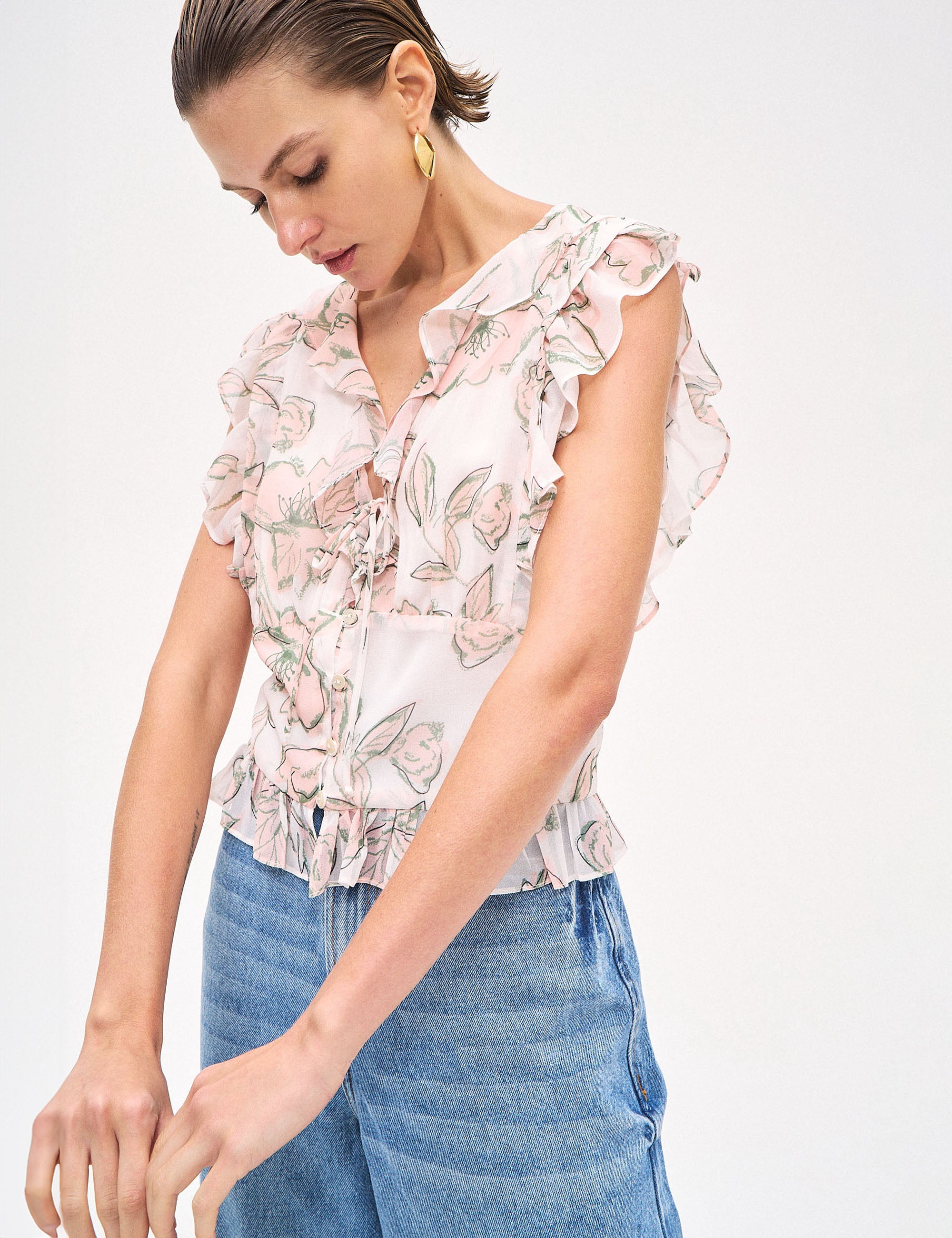 Blusa Gloria Estampada Pêssego