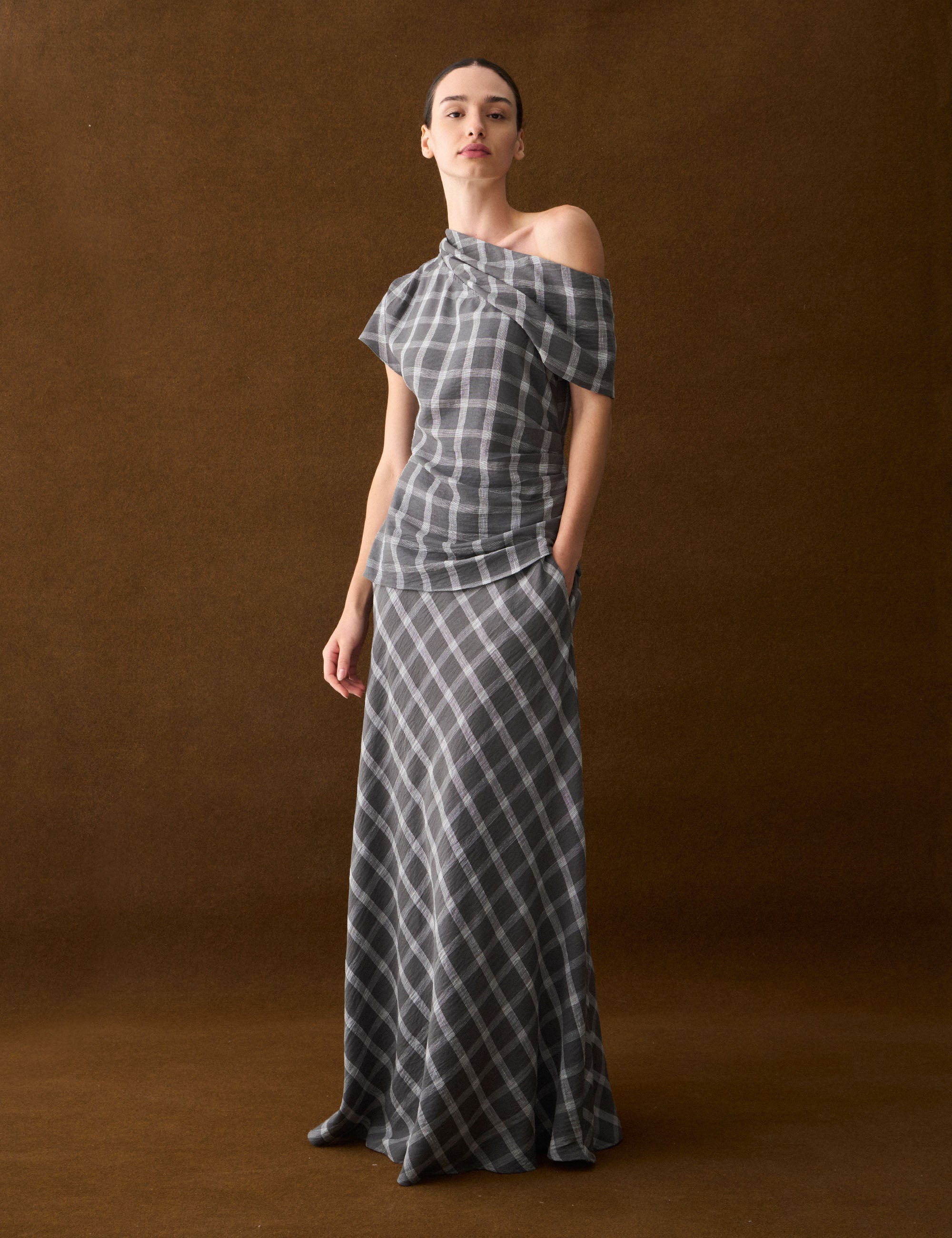 Blusa Graziela Xadrez Grafite