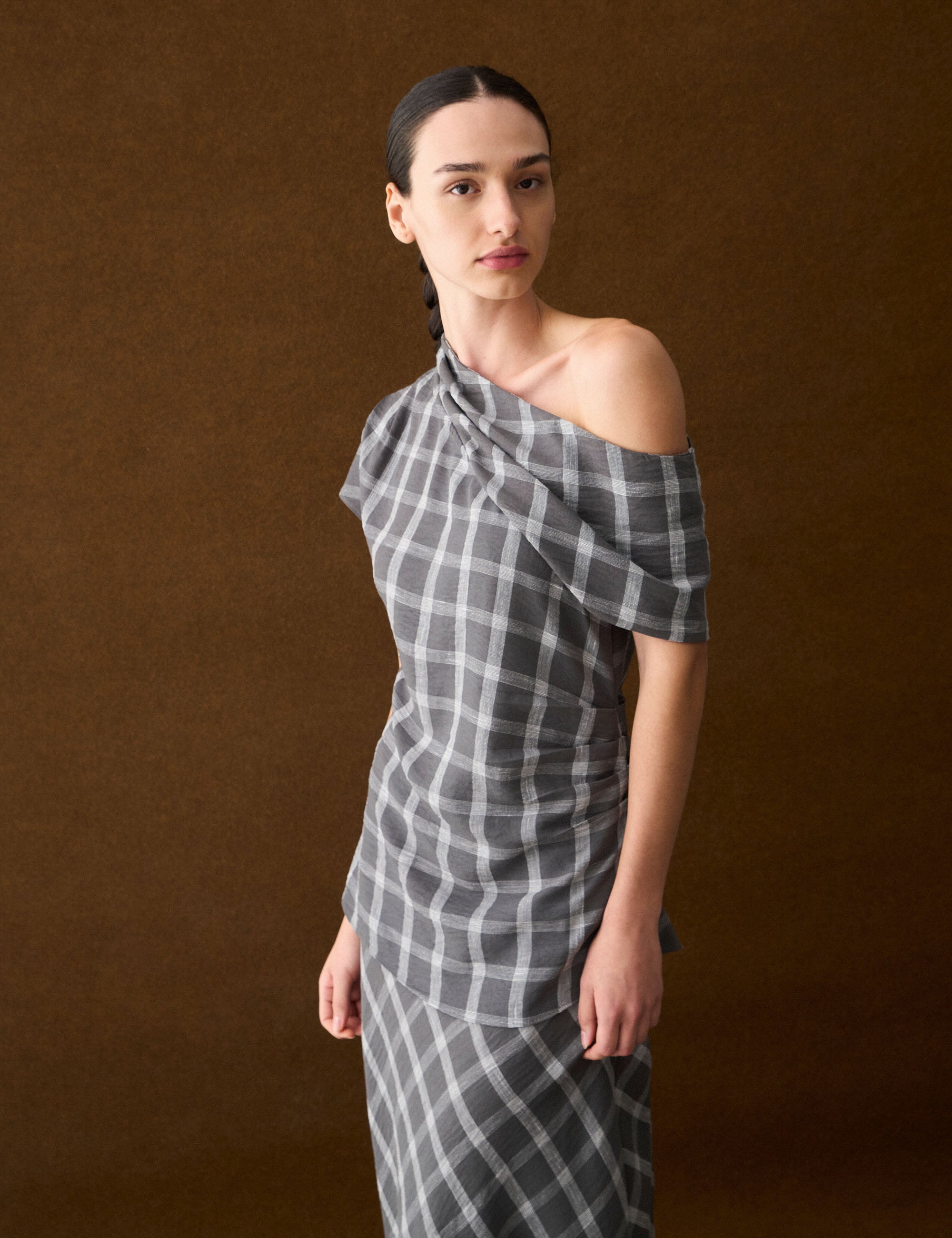 Blusa Graziela Xadrez Grafite