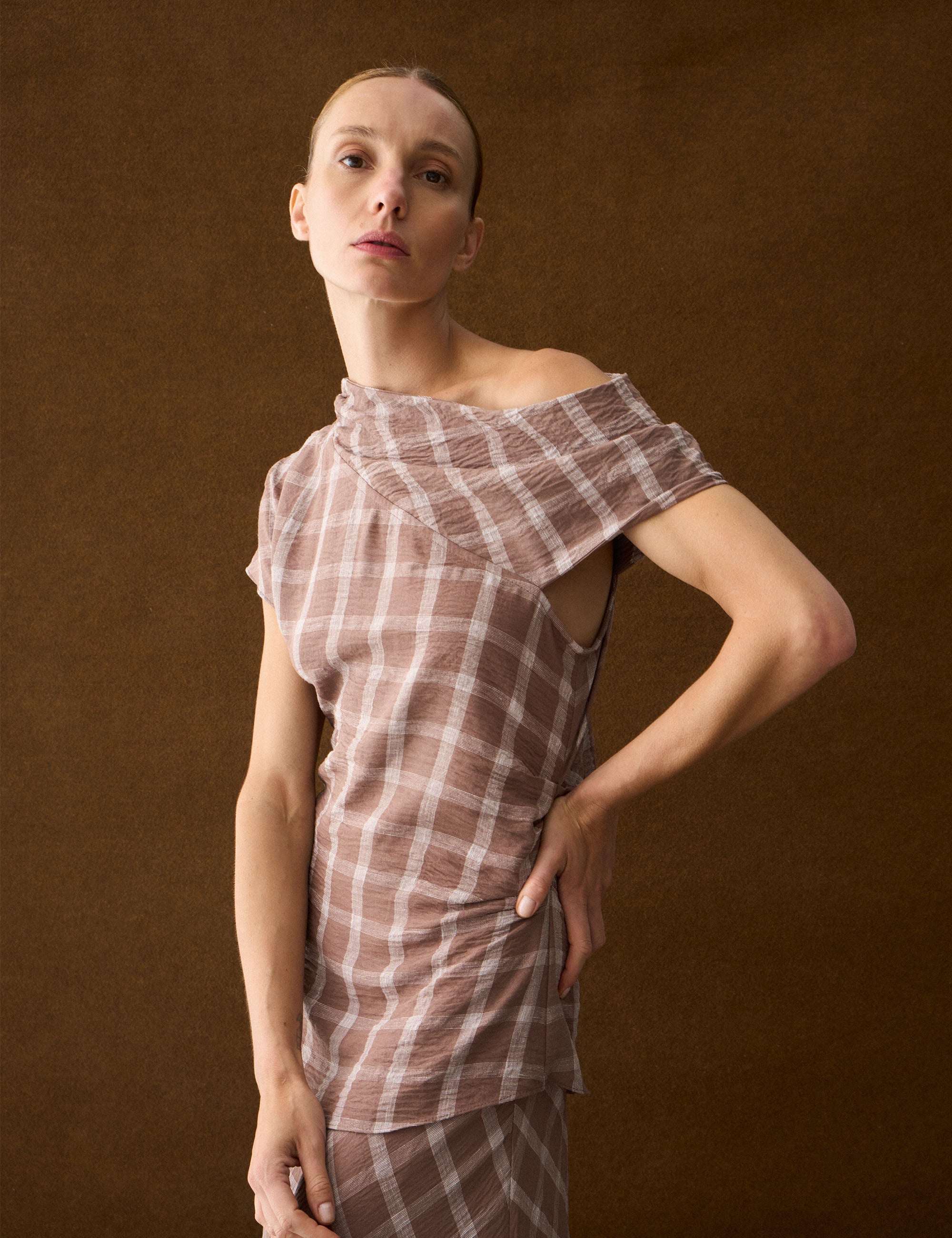 Blusa Graziela Xadrez Marrom