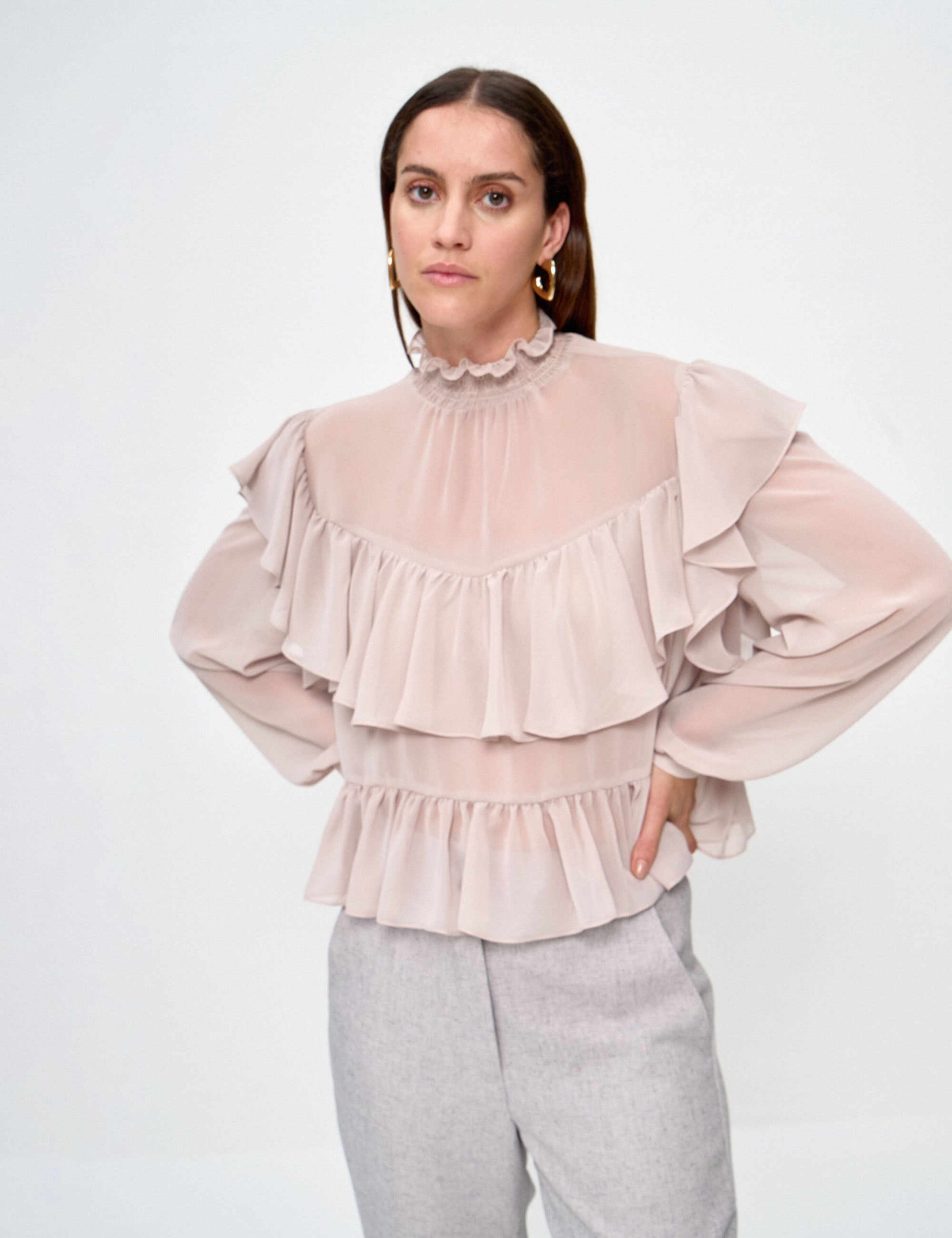 Blusa Joya Chiffon Bege