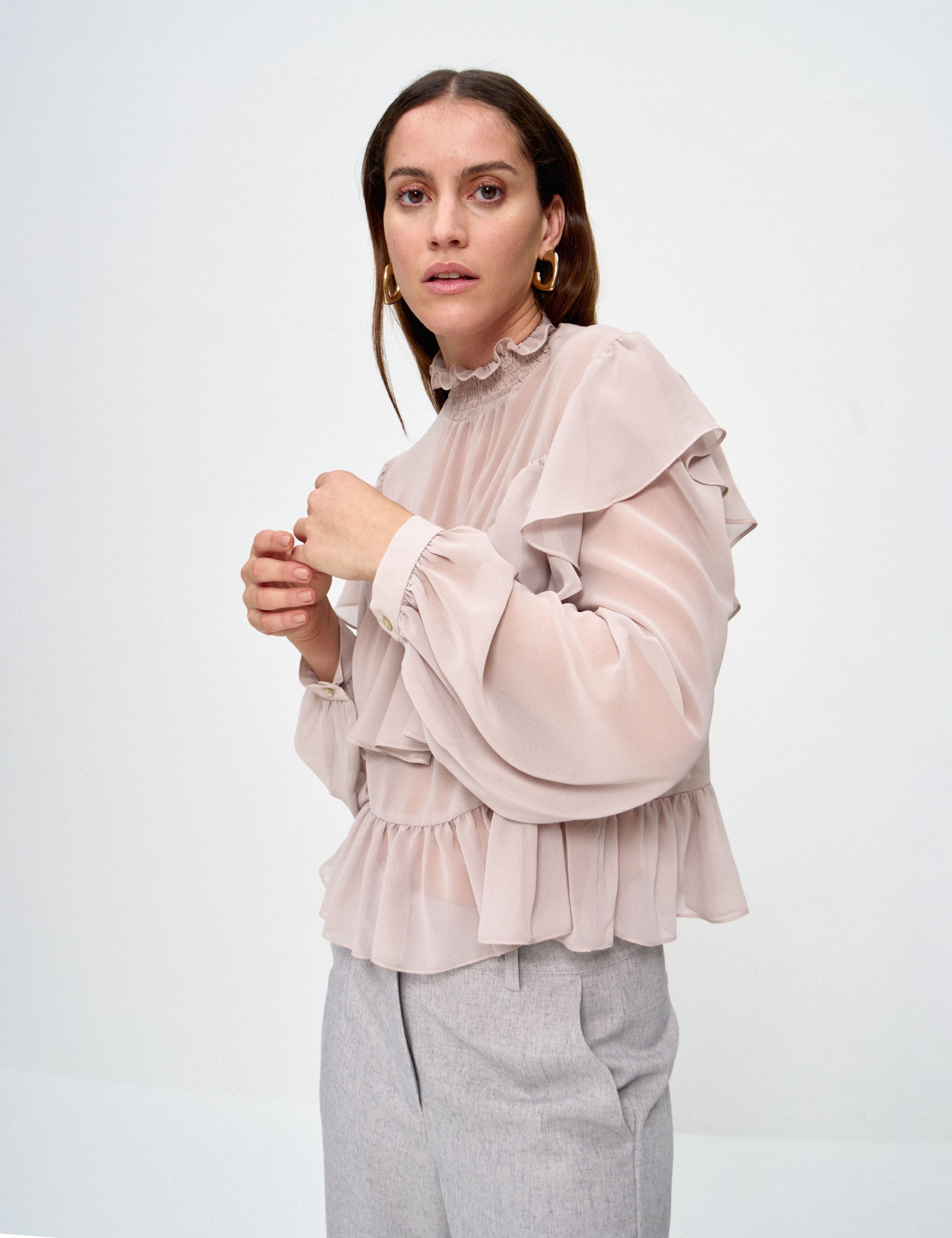 Blusa Joya Chiffon Bege