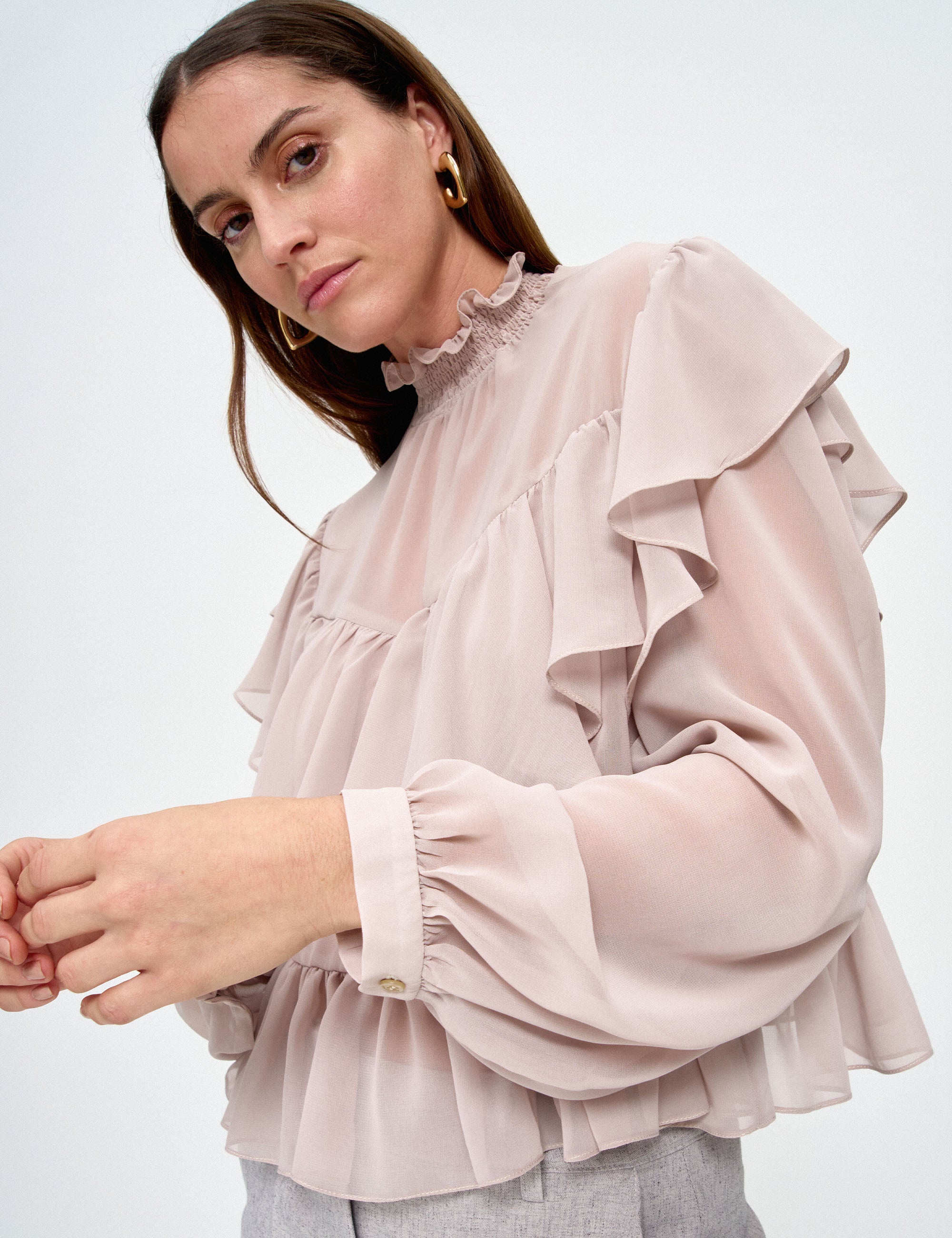 Blusa Joya Chiffon Bege