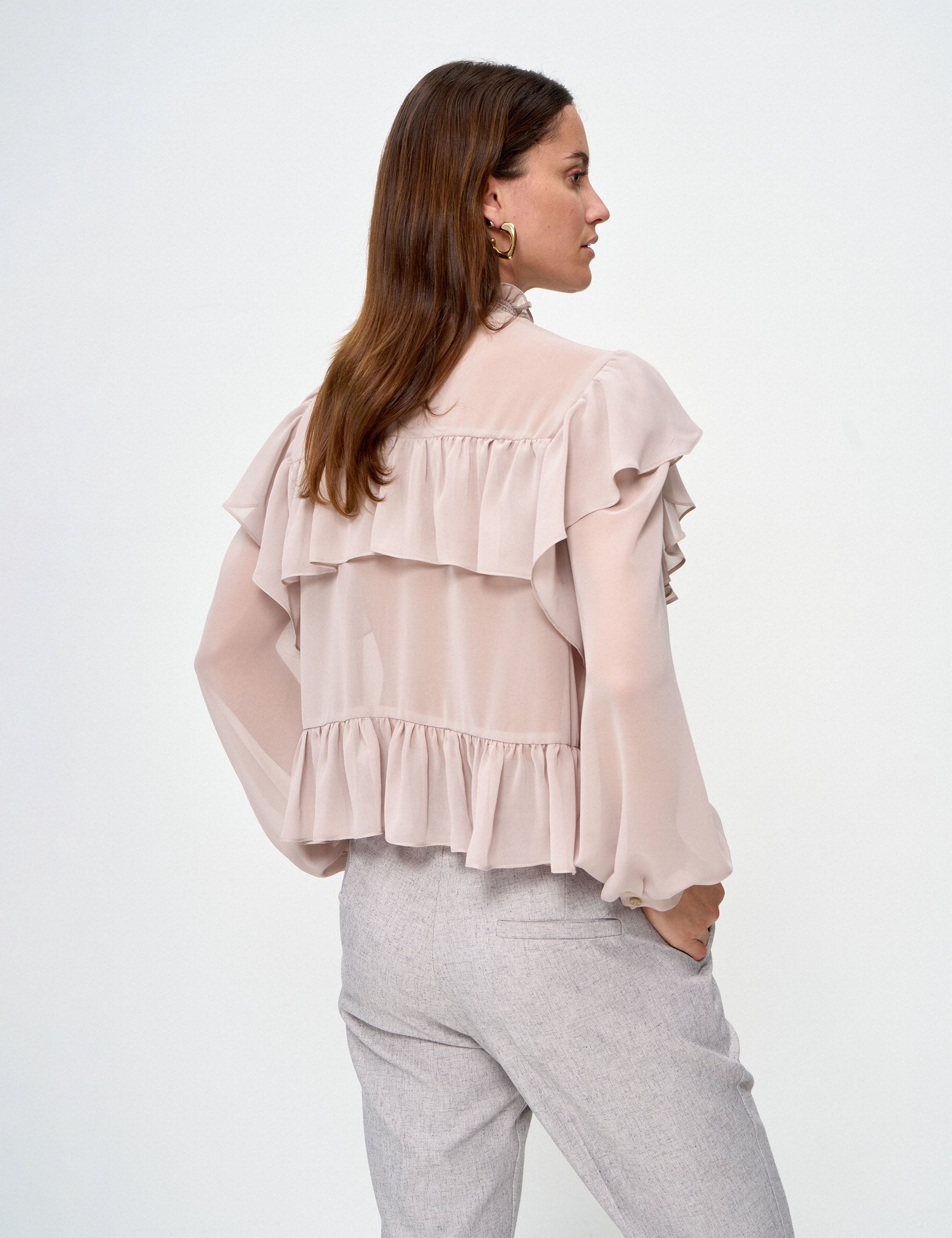Blusa Joya Chiffon Bege