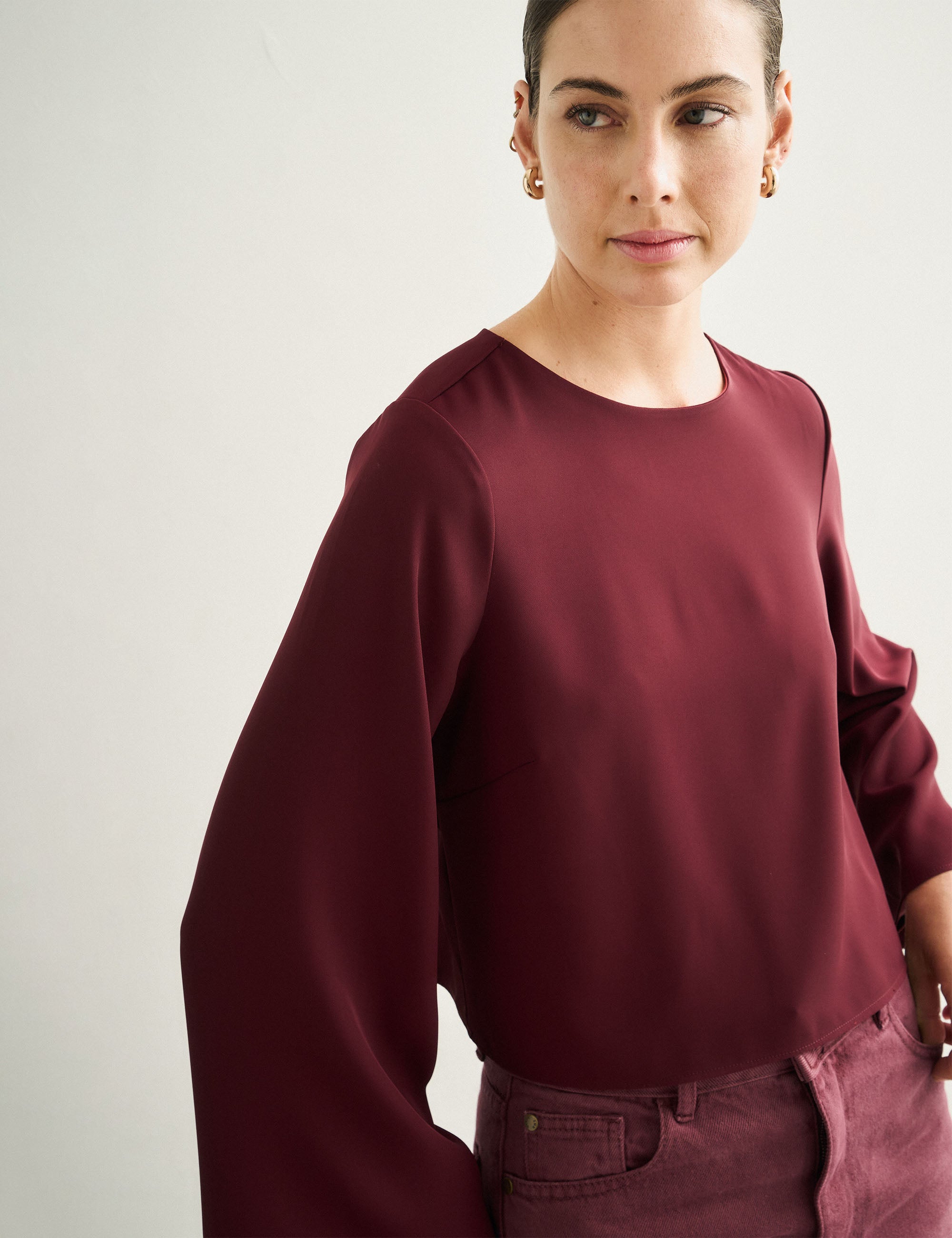 Blusa Kate Fluida Bordeaux