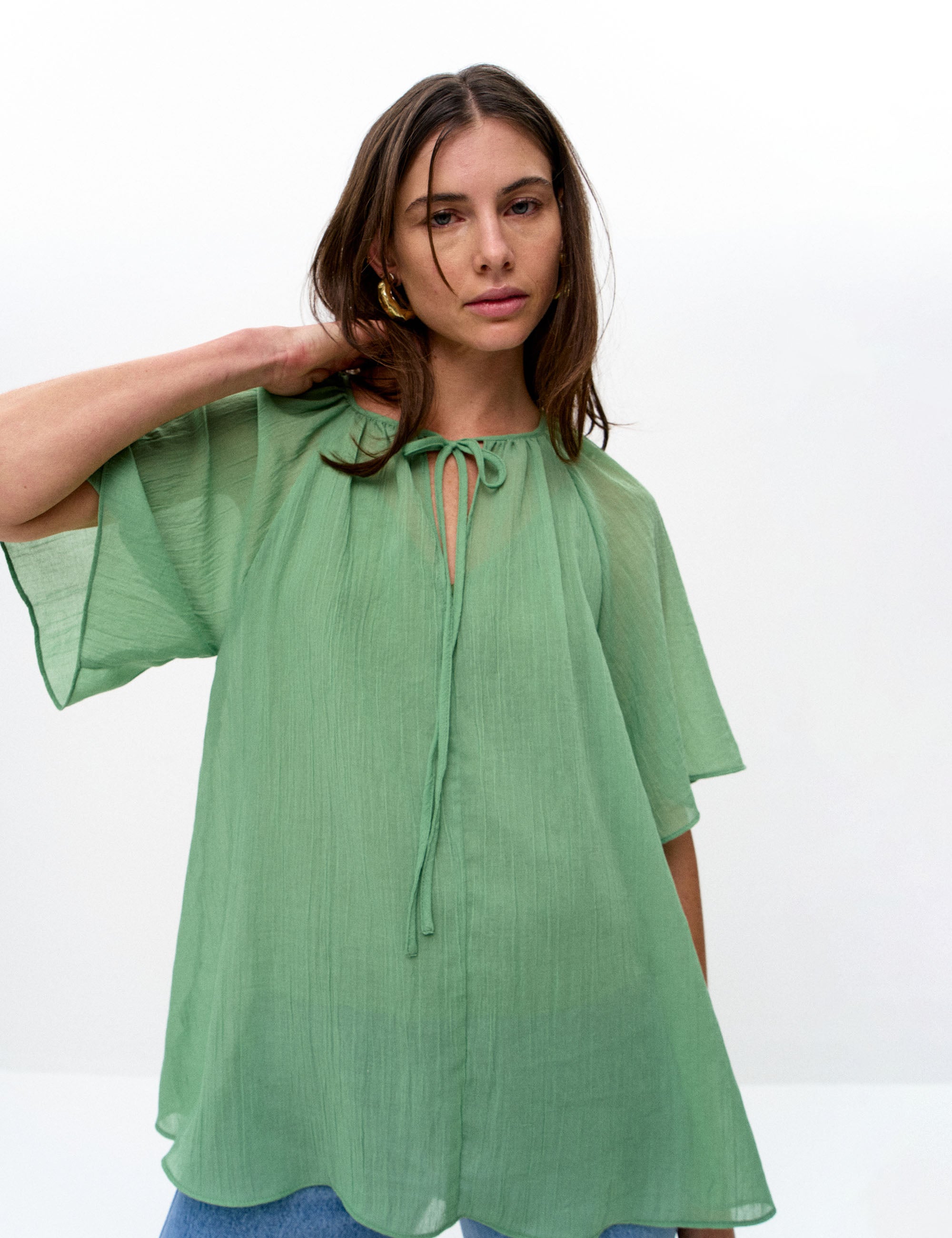 Blusa Lais Gaze Verde Chá