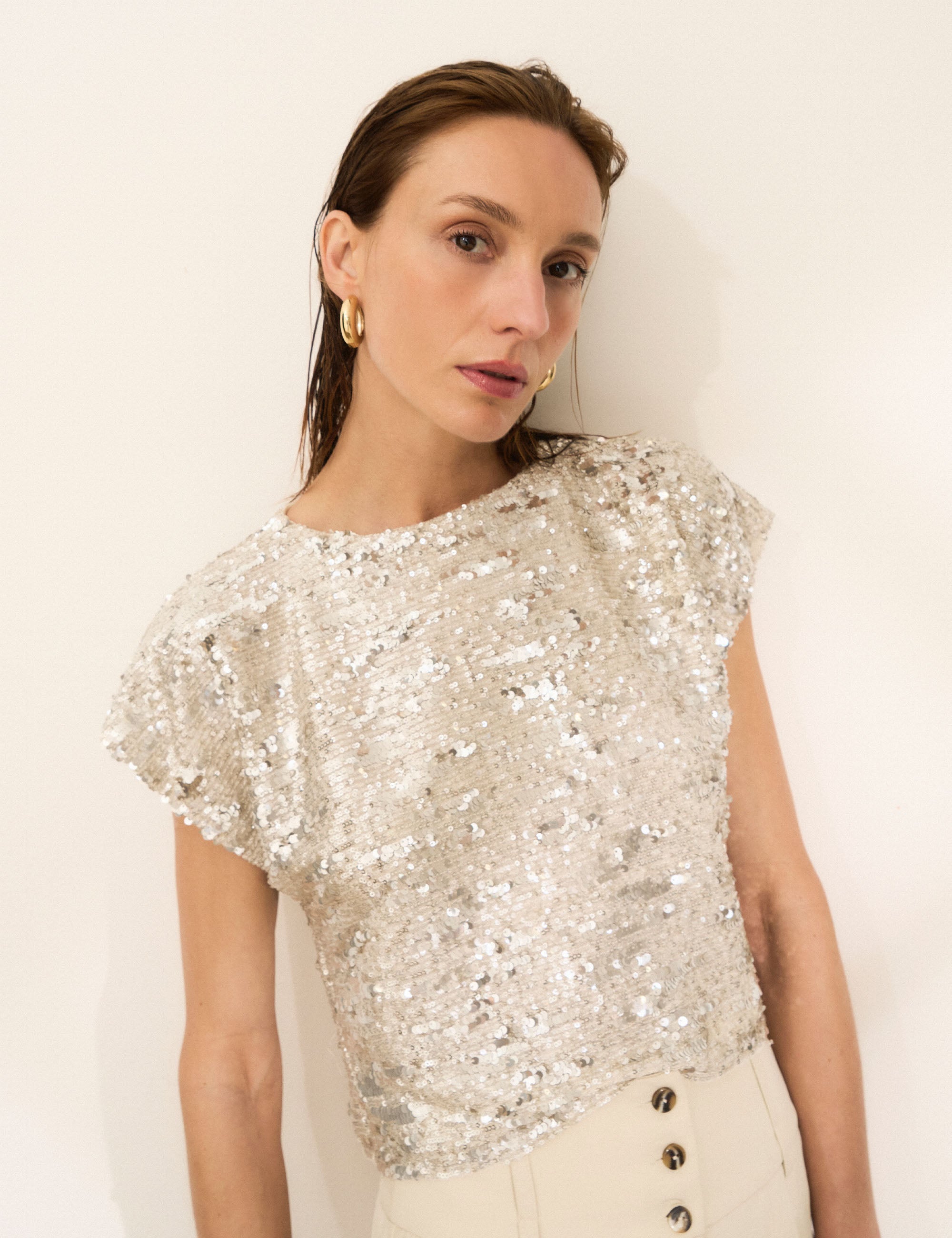 Blusa Lara Paetê Prata