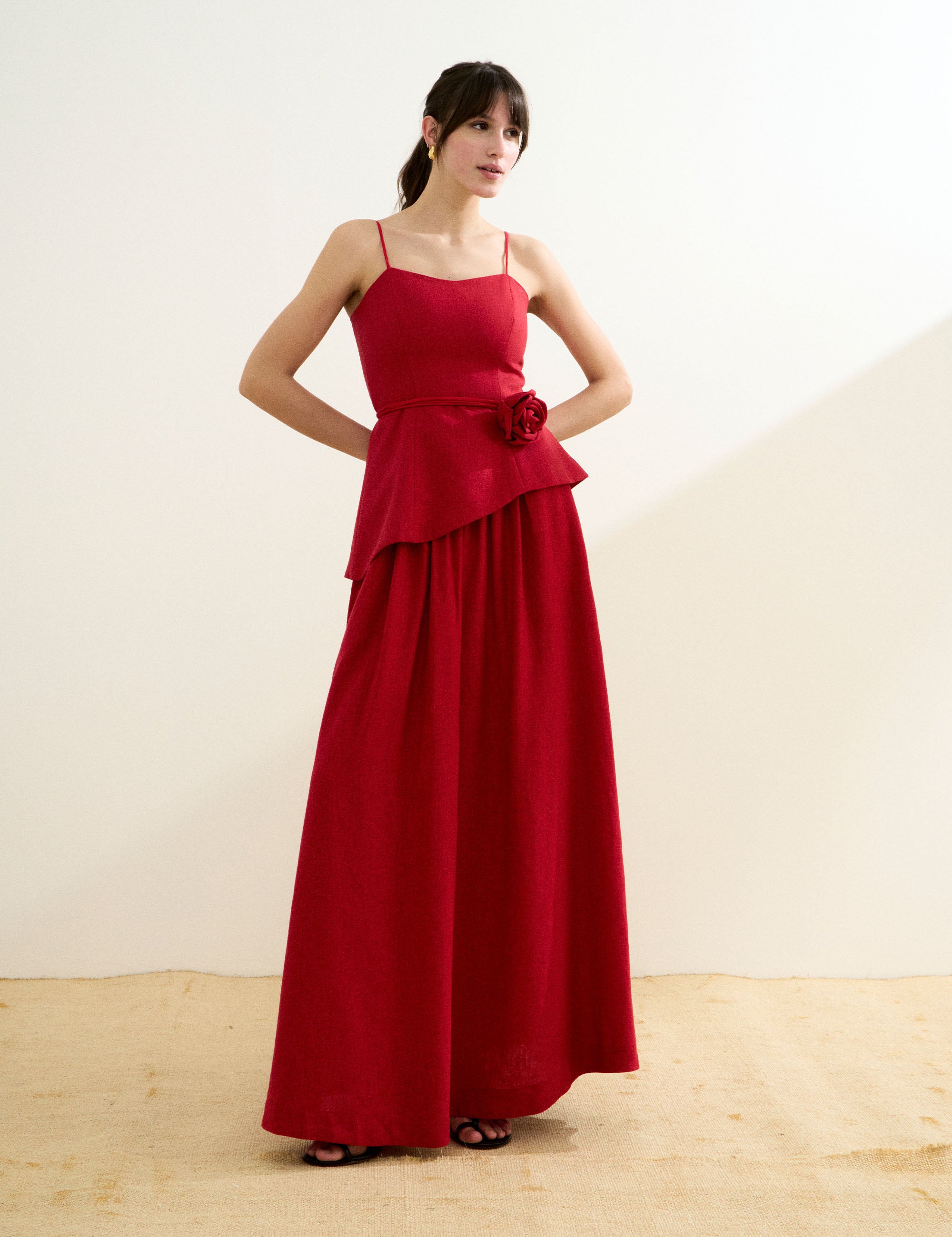 Saia Natalia Linho Vermelho