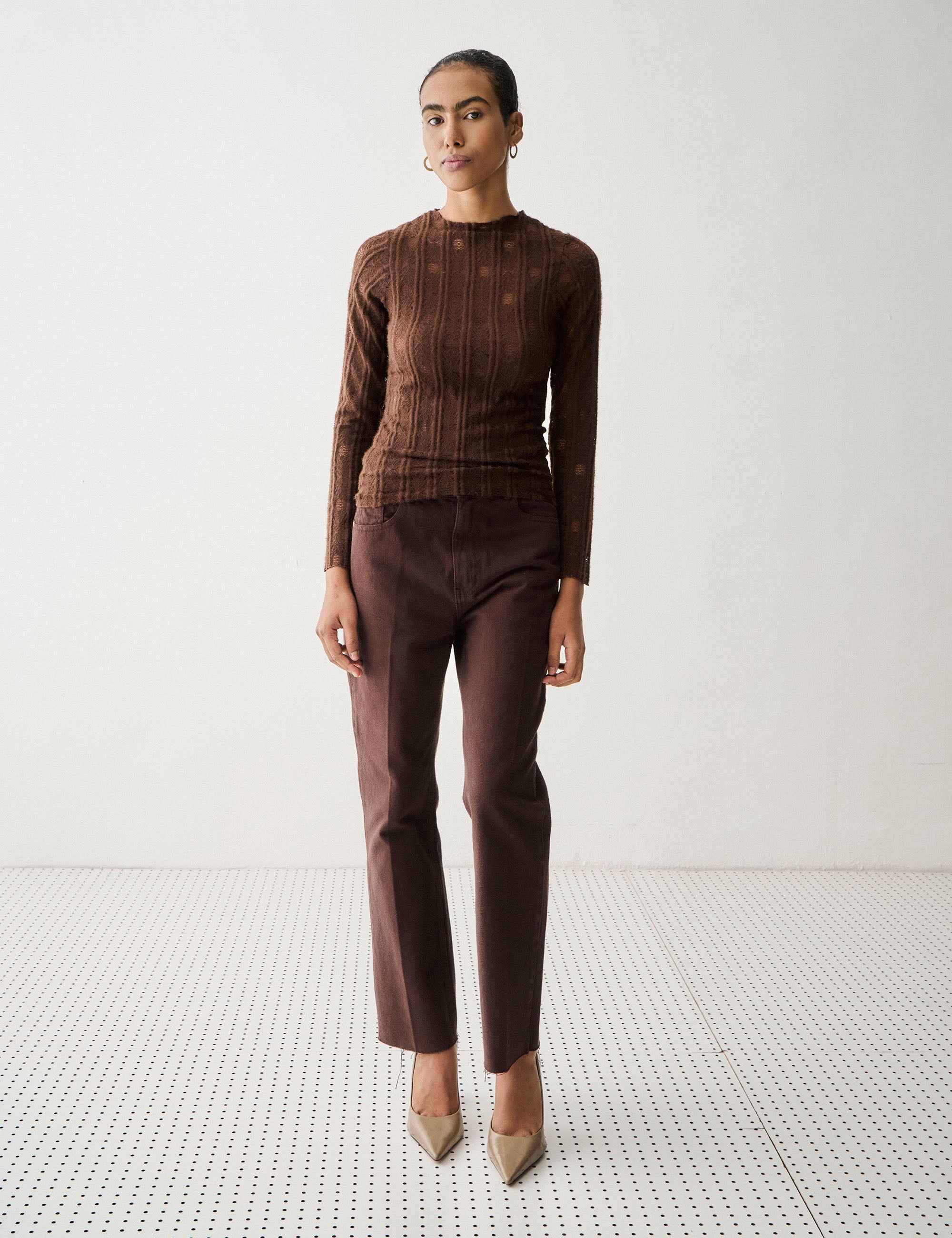 Blusa Lorena Renda Marrom